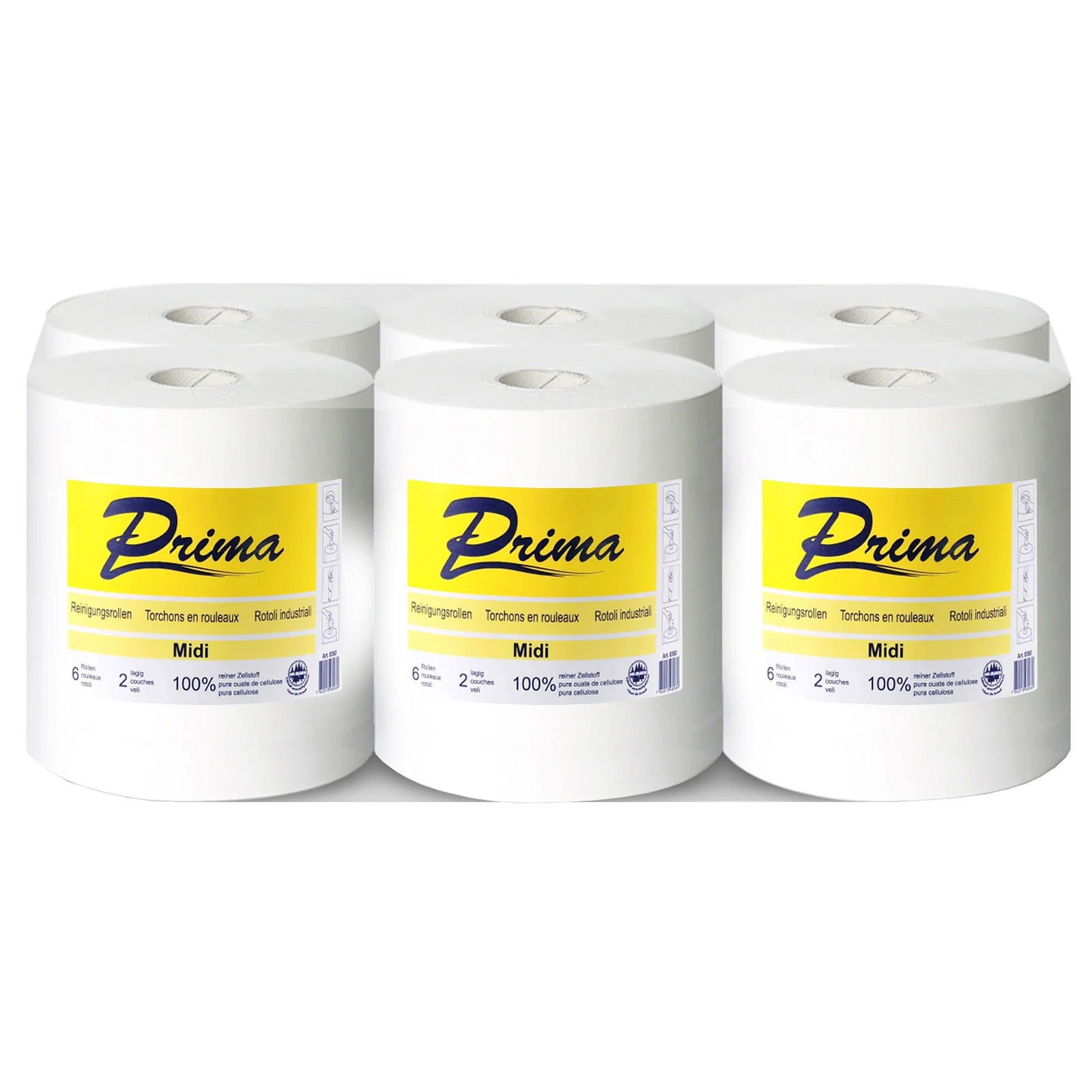 Rouleau de nettoyage Prima Midi en cellulose 2 couches