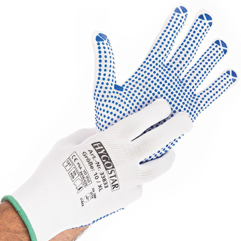 Mittelstrickhandschuhe Nylon/Baumwolle mit Noppen