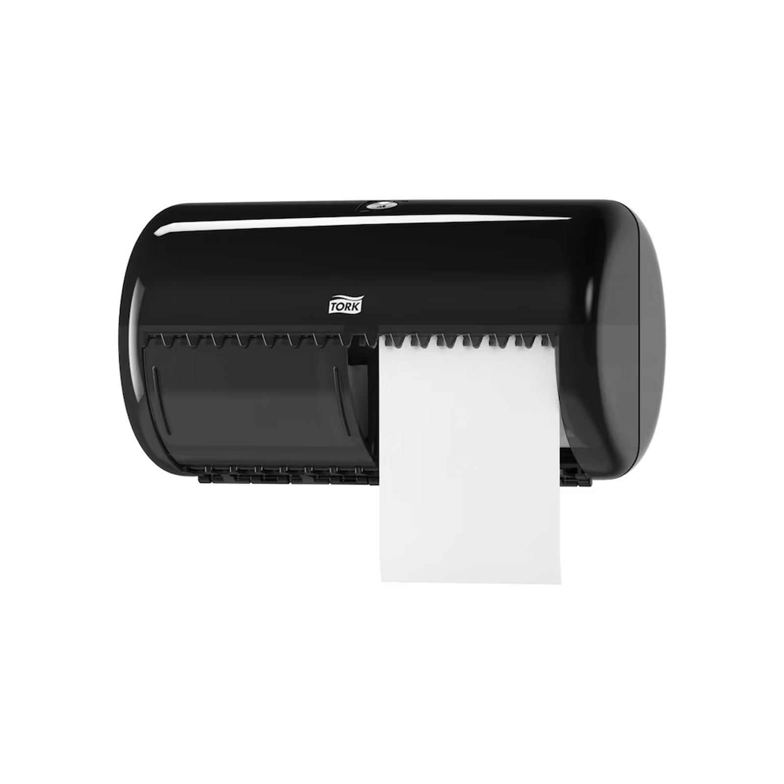 Tork 557008 Toilettenpapierspender für Kleinrollen schwarz mit Papier