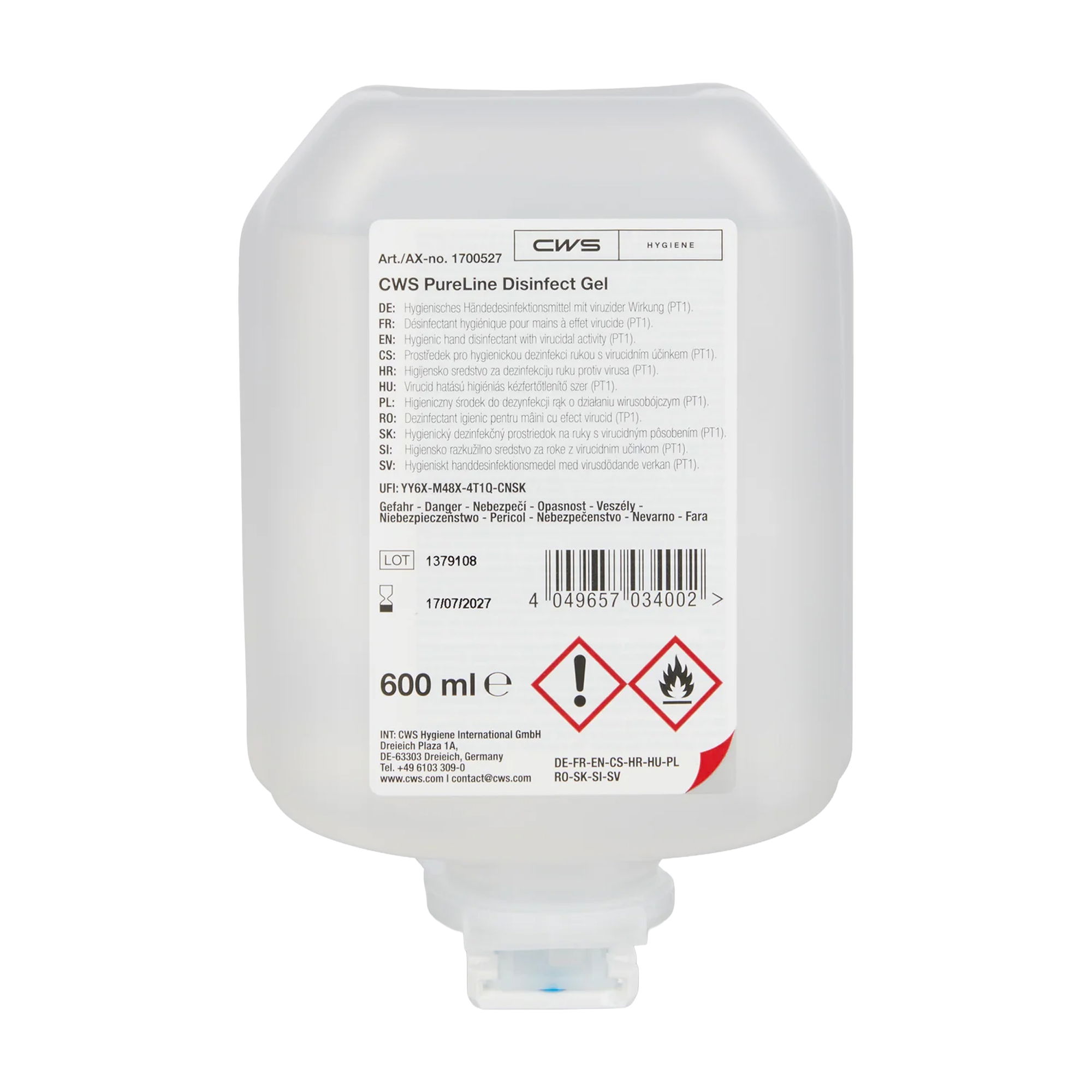 Disinfectant gel | 600 ml | CWS PureLine Disinfect Gel