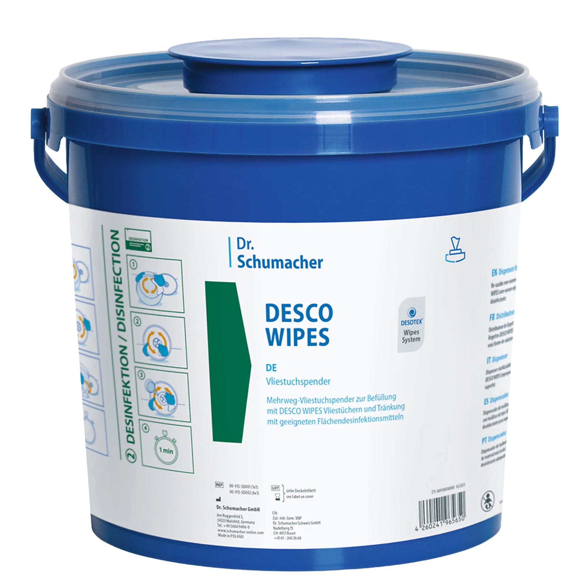 Vliestuchspender | 5 Liter | leer | Dr. Schumacher Desco Wipes Eimer