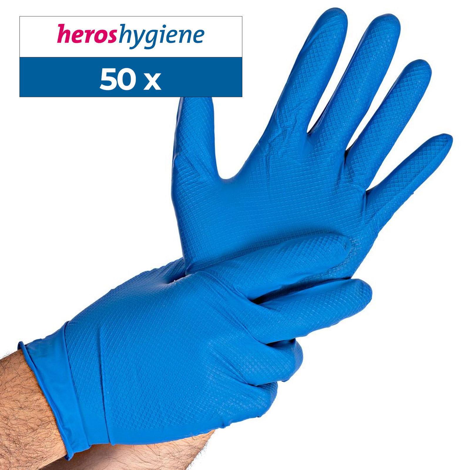 Gants en nitrile bleus Power Grip sans poudre