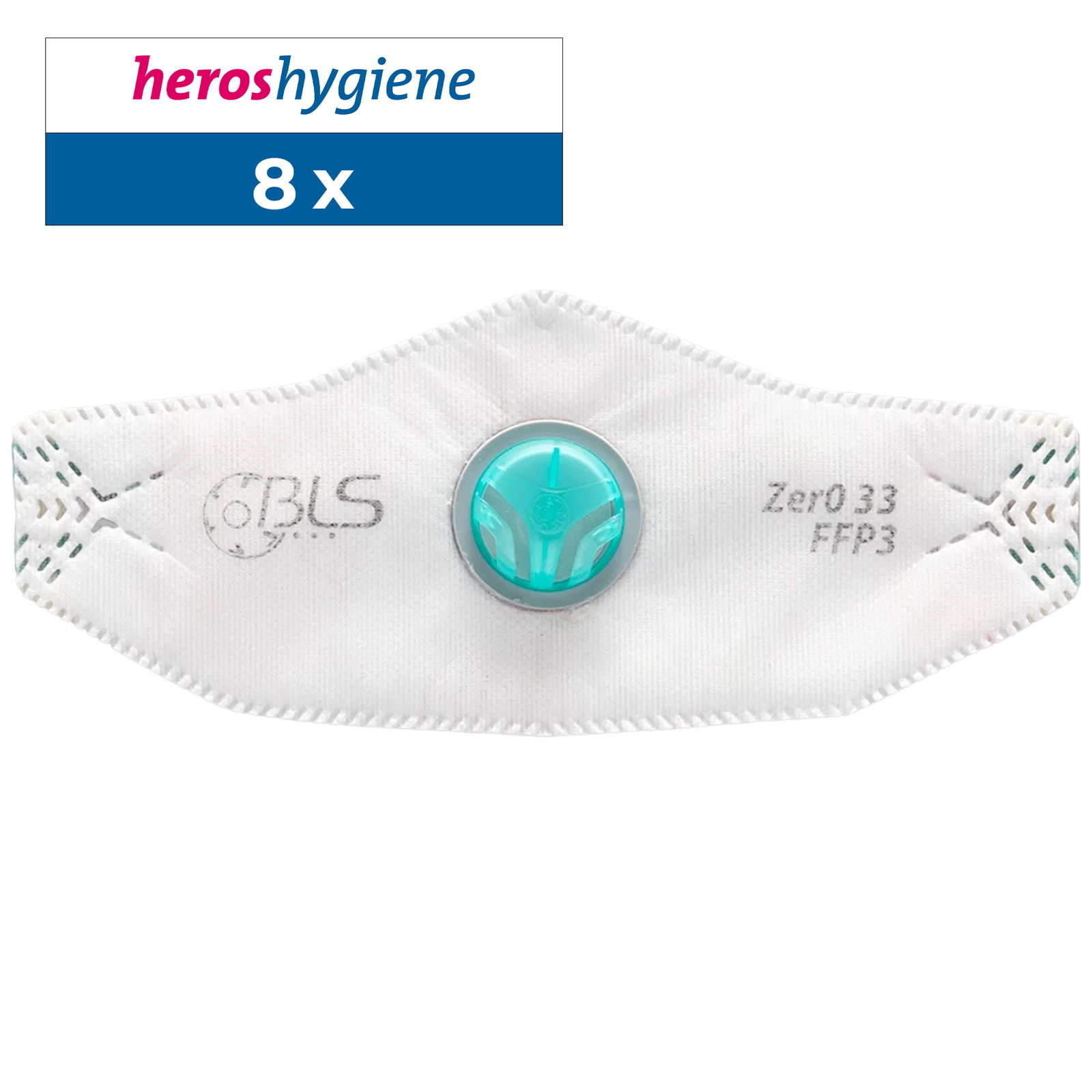 FFP3 Atemschutzmaske BLS Zer0 33 Flat, Faltmaske mit Ventil, 8 Stück