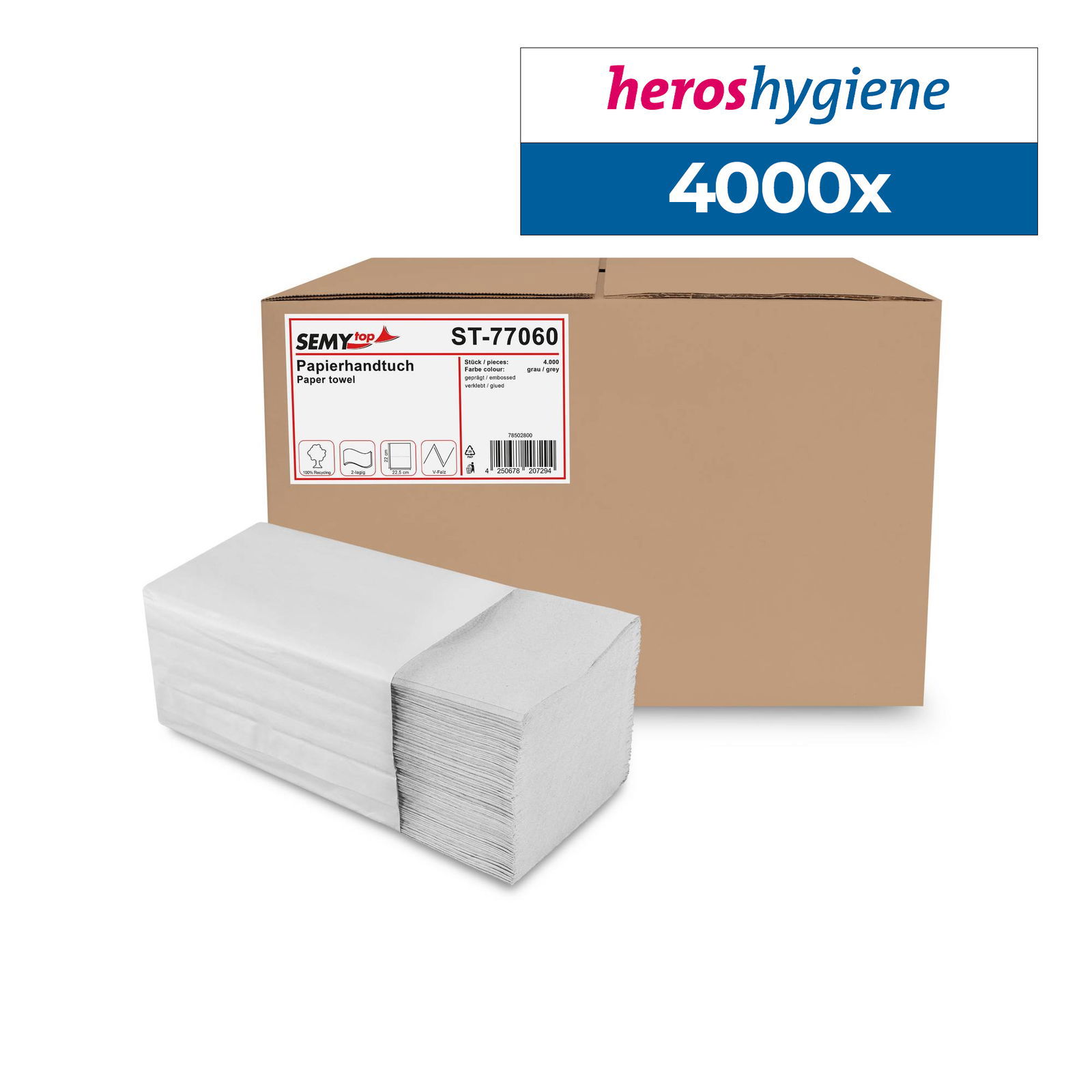SemyTop ST-77060 | Papierhandtuch V-Falz 2-lagig | 4000 Blatt