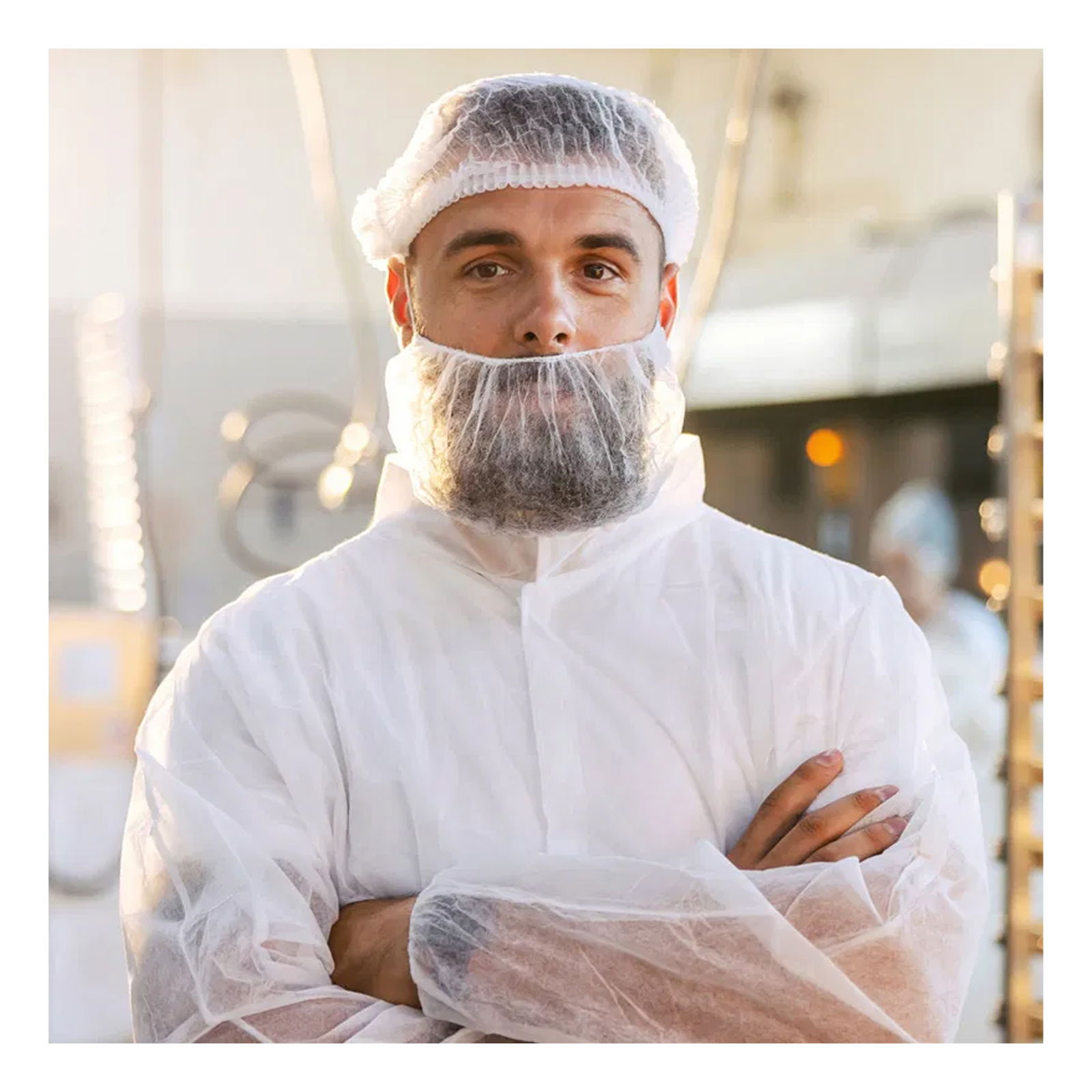 Beard cover for kitchen & food industry polypropylene fleece white