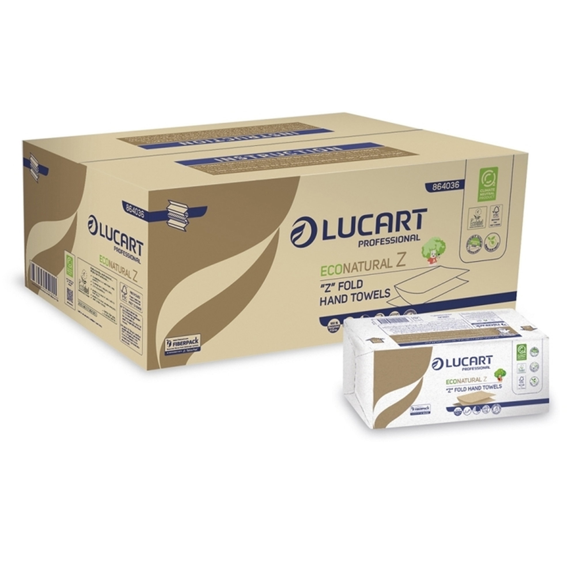Z-fold paper towels | 2-ply | Recycled | Lucart EcoNatural Z