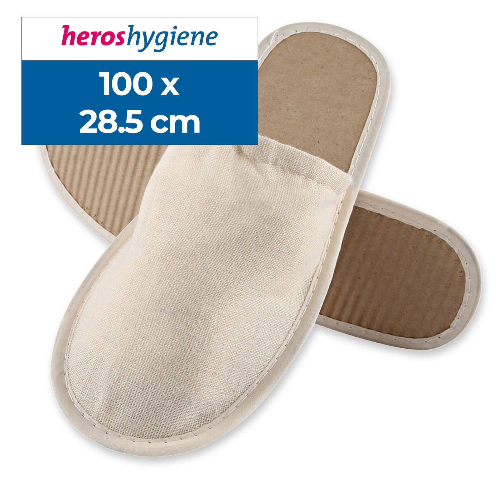 Ciabatte da hotel in lino beige chiuse 28,5 cm