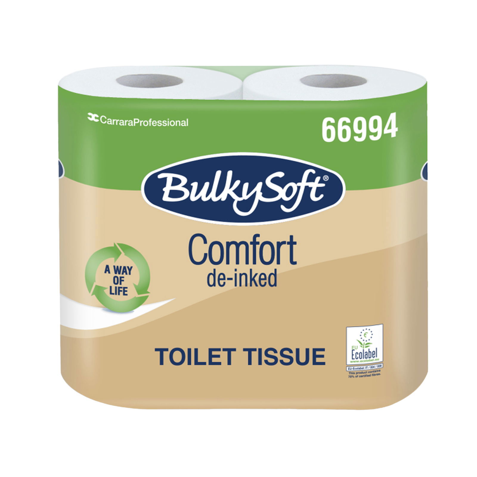 BulkySoft Comfort 66994 de-inked Toilettenpapier Kleinrolle 500 Blatt 2-lagig
