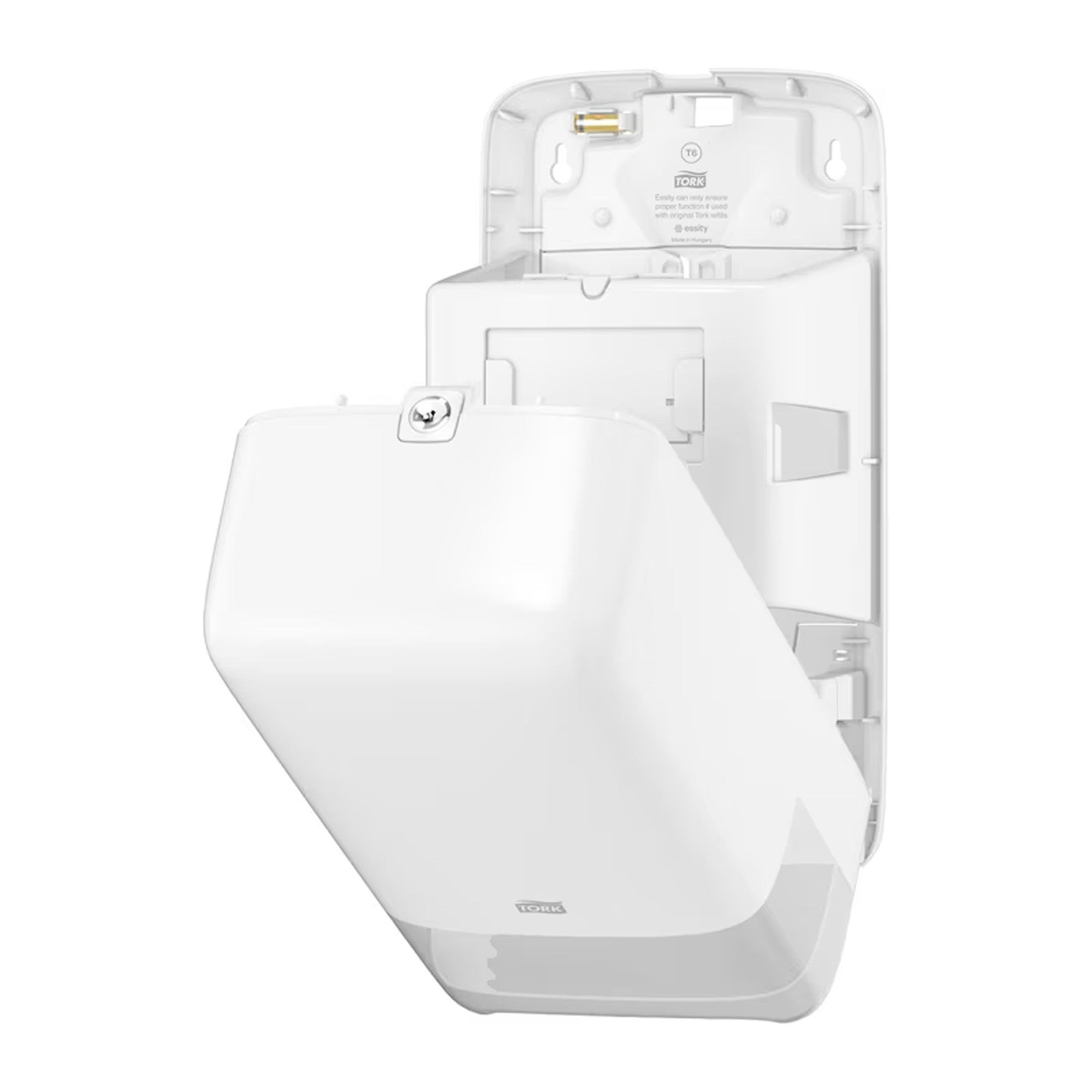 TORK Midi Doppelrollen Toilettenpapierspender, Toilet, Wandmontiert, Türklinke, Weiß, Spülkastenabdeckung