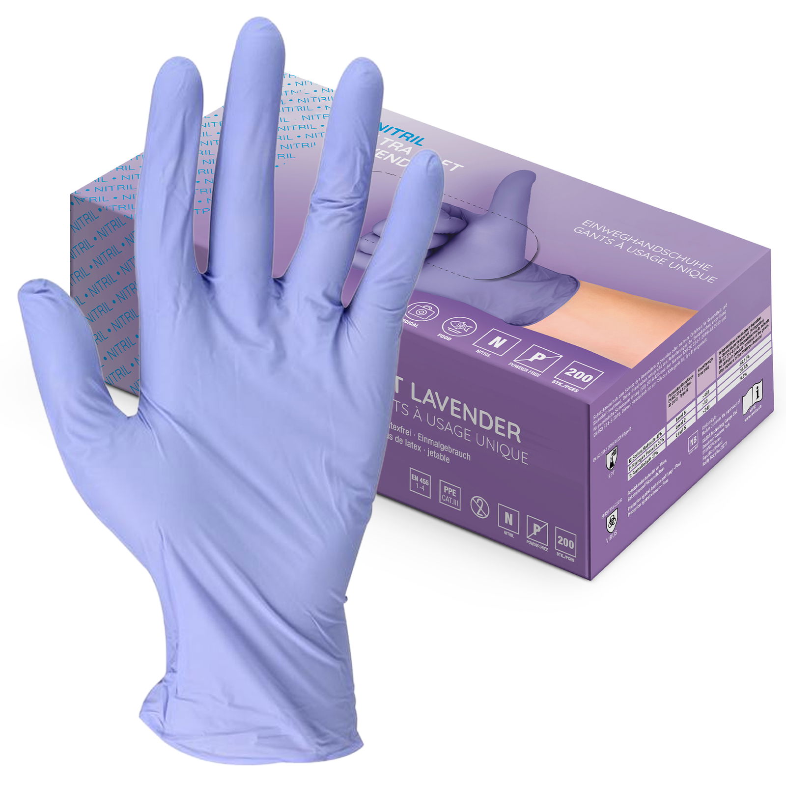 Gants jetables en nitrile Ultra Soft couleur lavande
