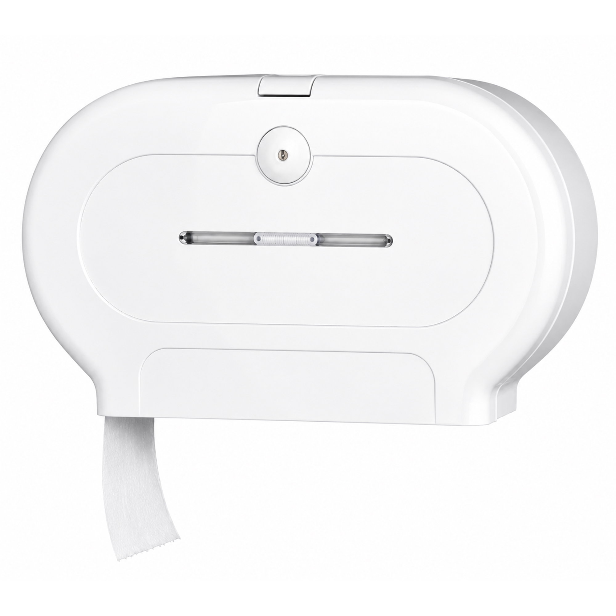 Toilettenpapierspender Kunststoff für 2 Mittelrollen, Tissue-Spender?, Handtücher, Weiß, Wandmontiert, Aufkleber?