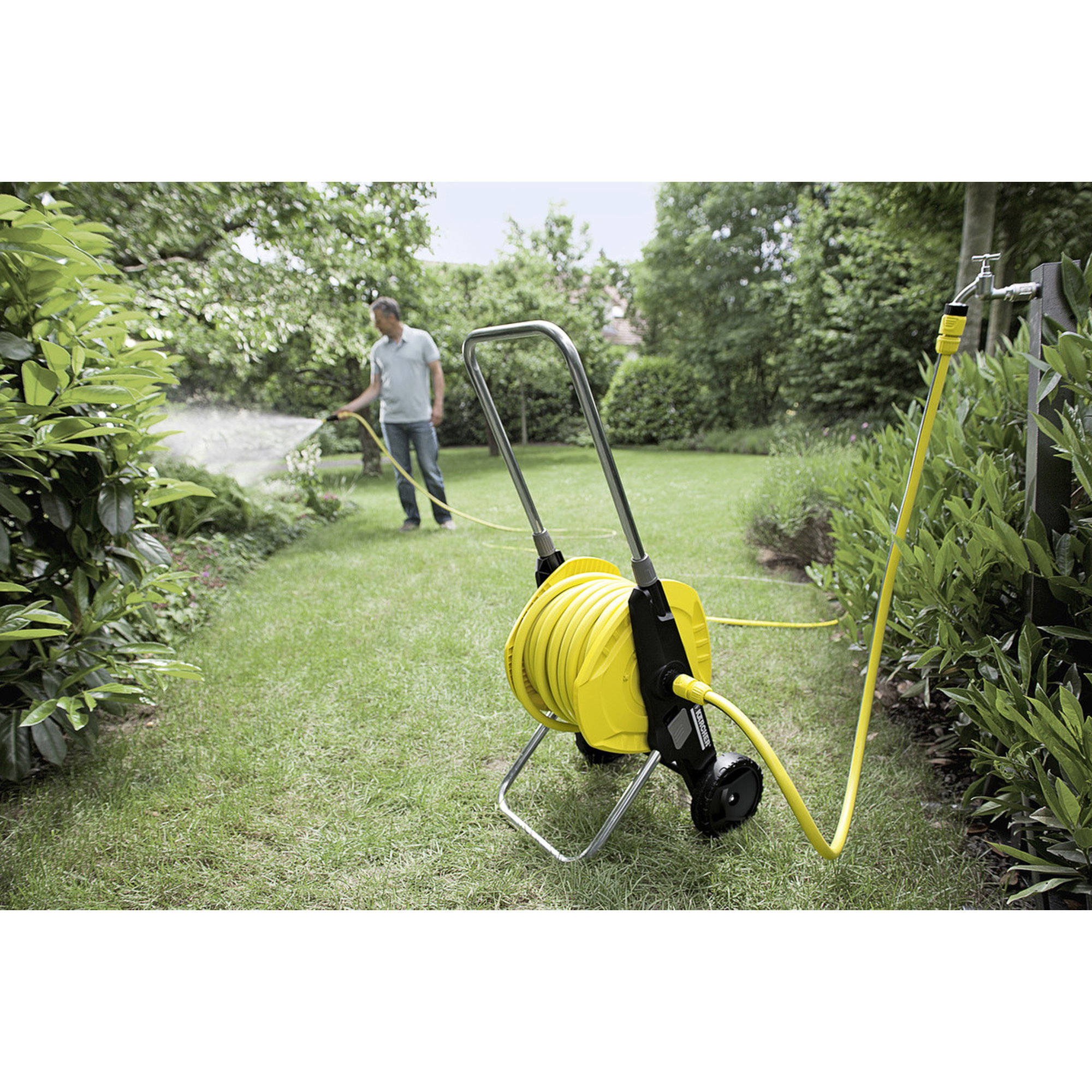 Gartenwagen, Schlauchwagen, Ausziehbare Schlauchtrommel, Gartenrehling, Gelb