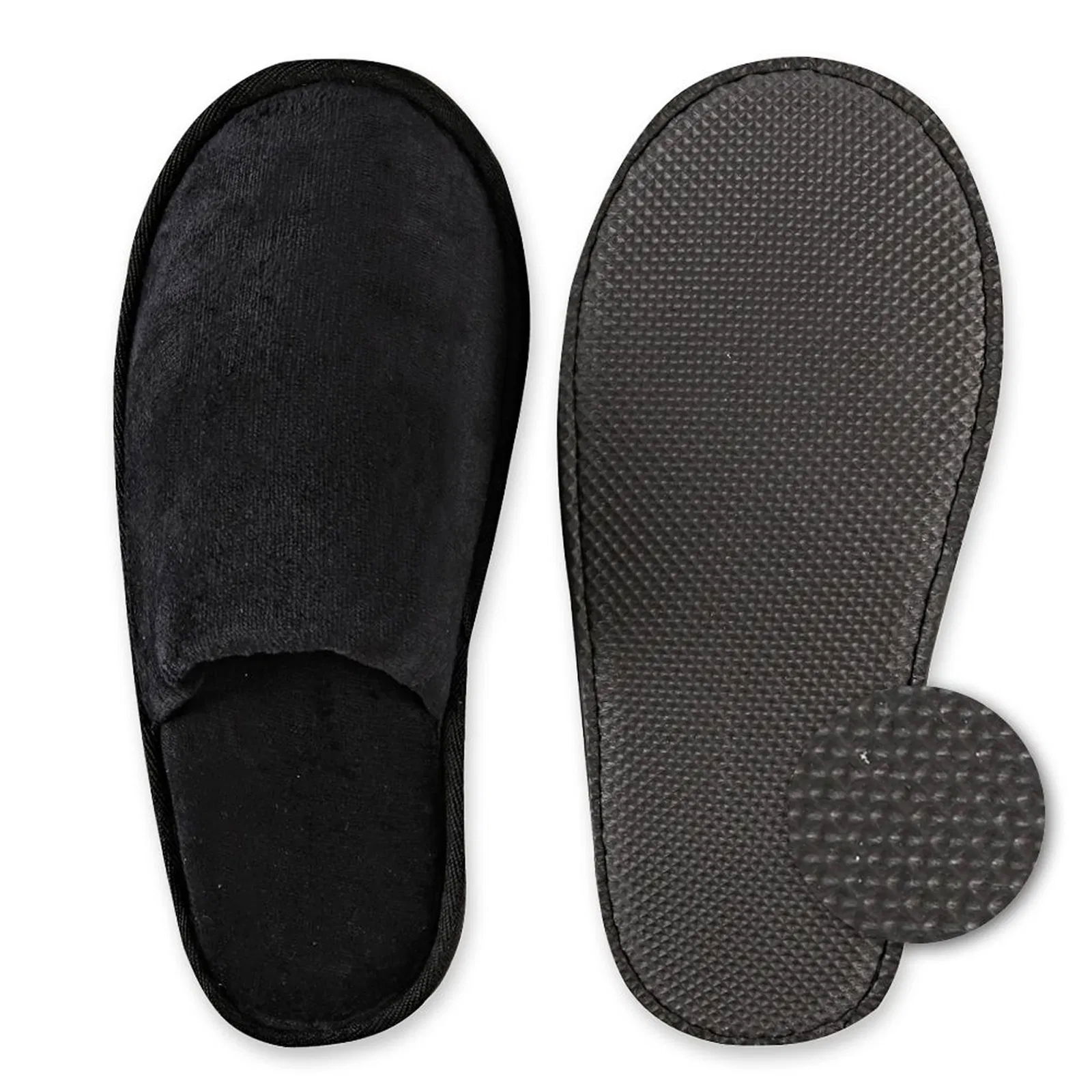 Ciabatte da hotel in velluto nere chiuse 28 cm