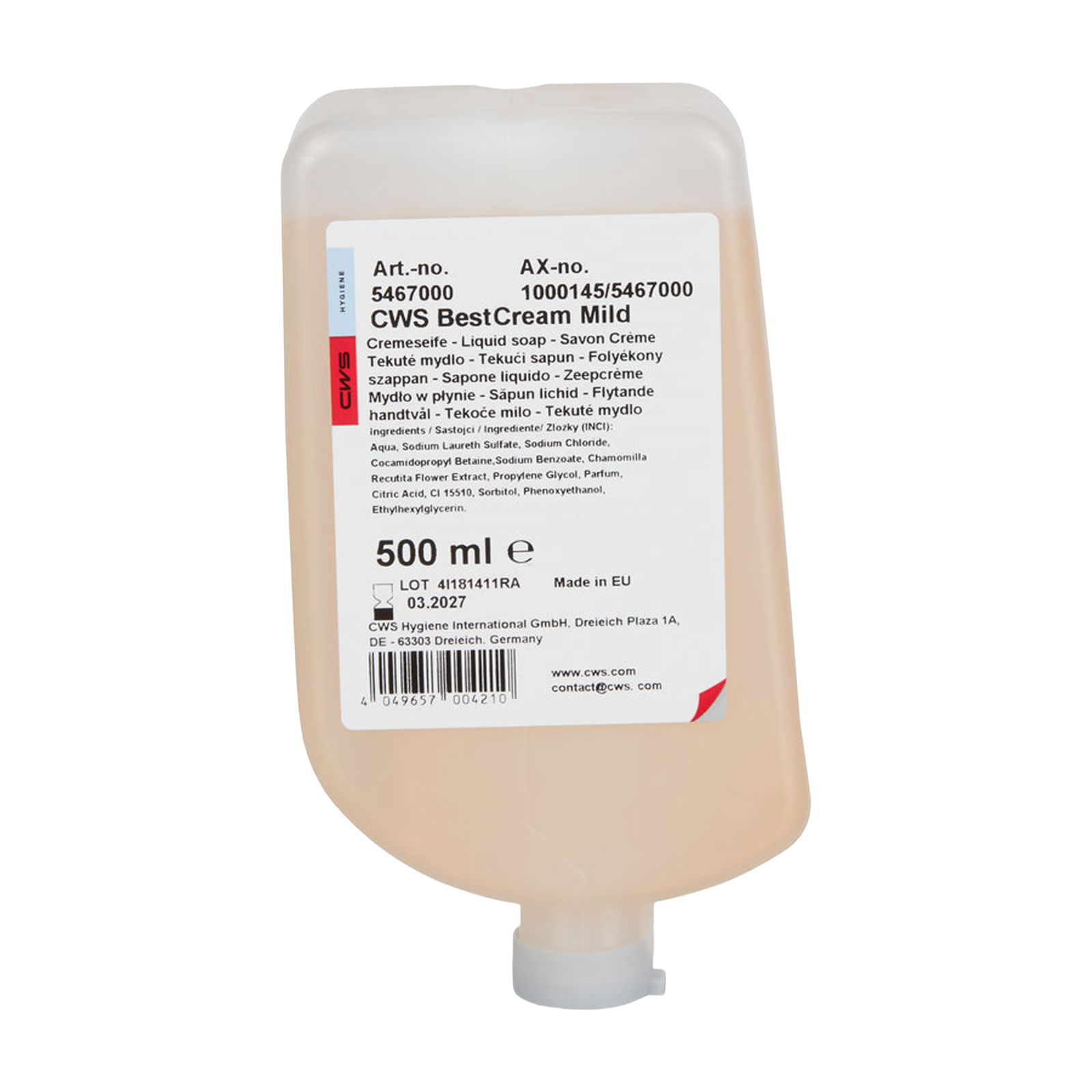 Savon crème CWS Best Cream Doux 500 ml