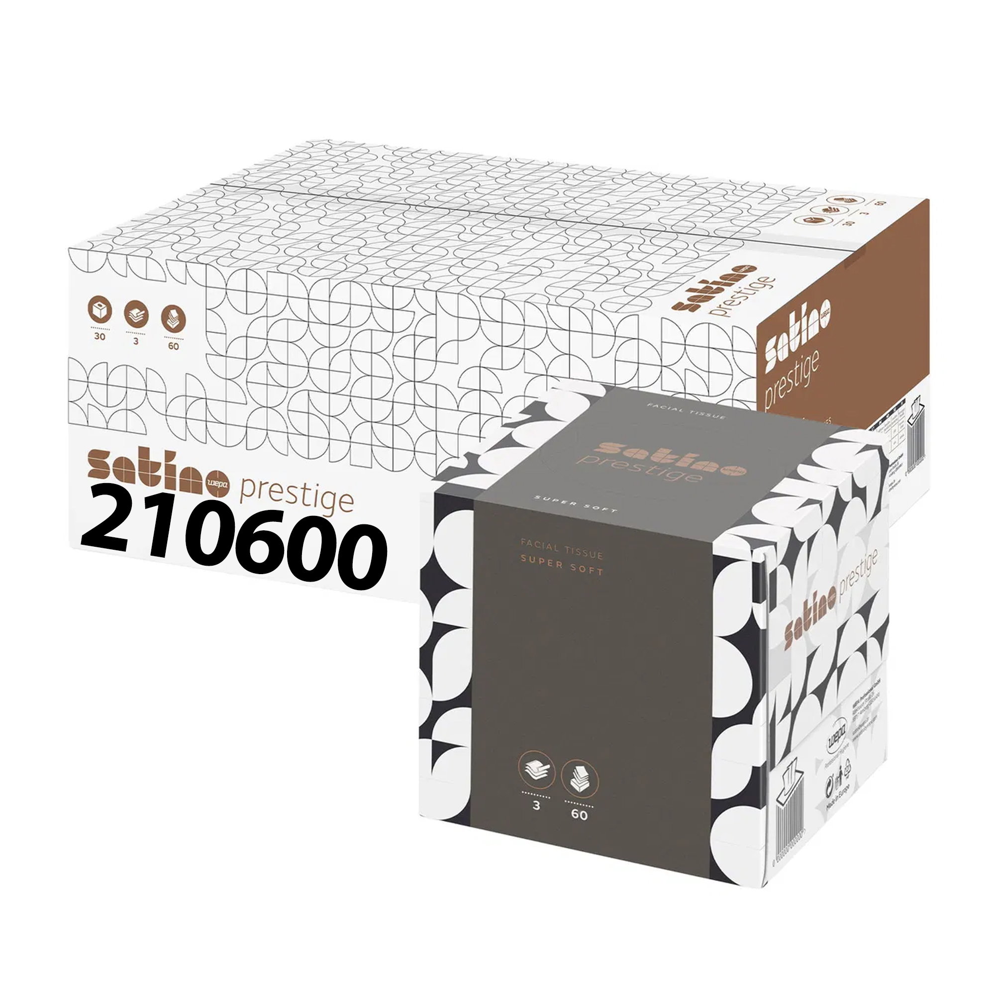 Cosmetic tissues cubes | 3-ply | cellulose | 60 sheets | satino Prestige