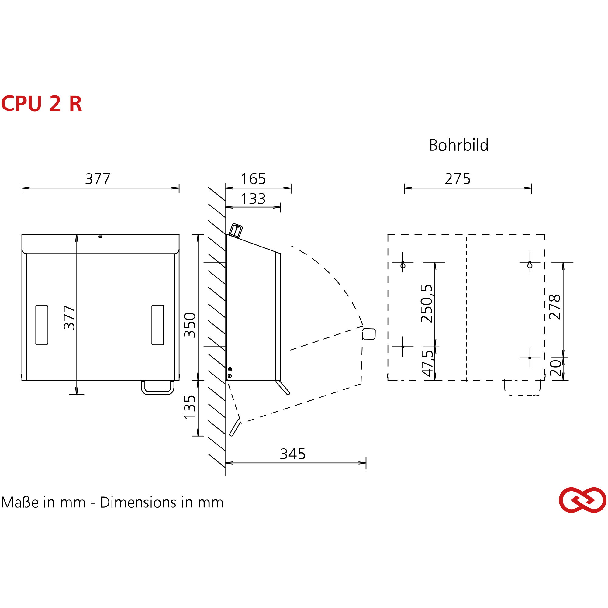 cpu, 2r, tech drawing, dimensions, mm