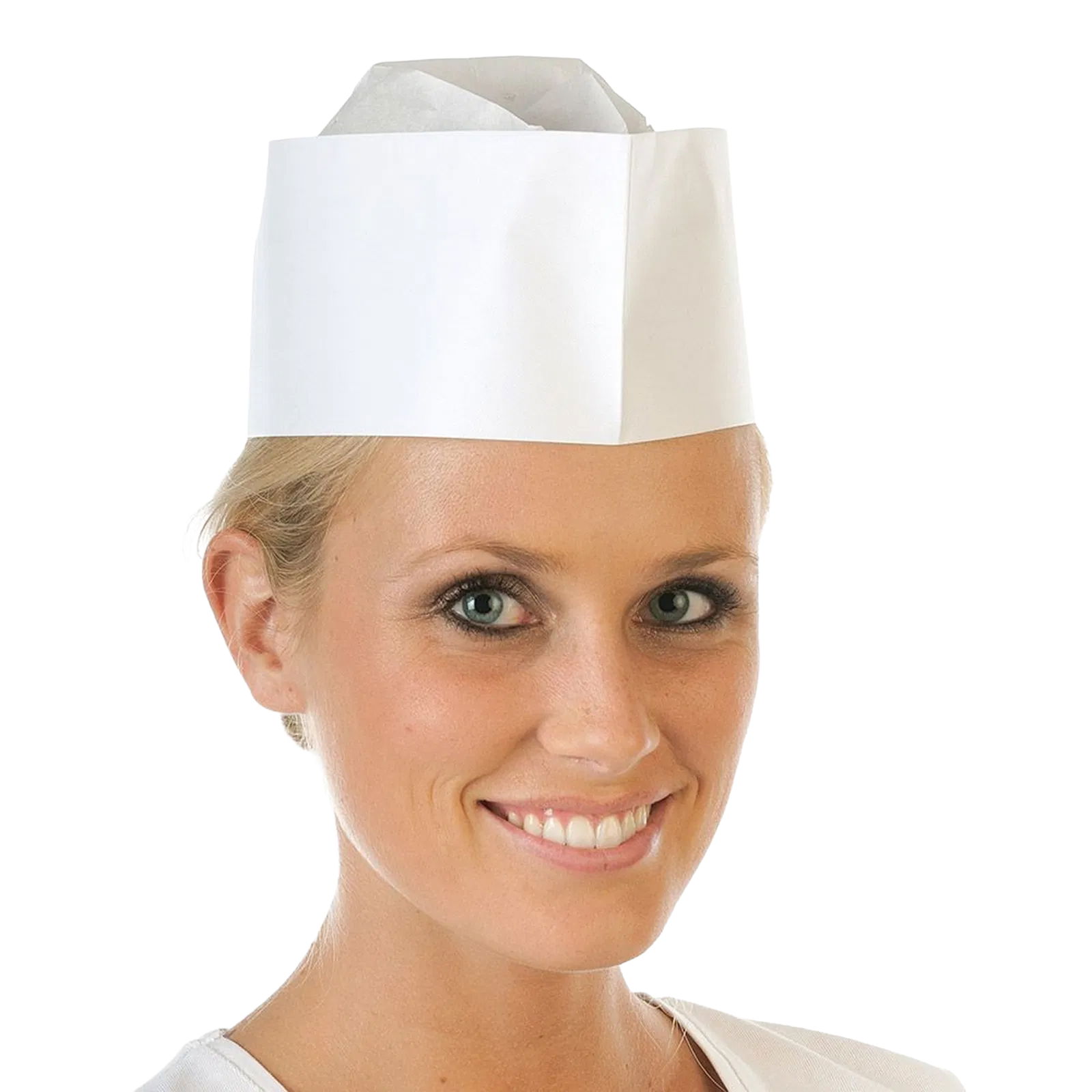 White crepe paper forage cap