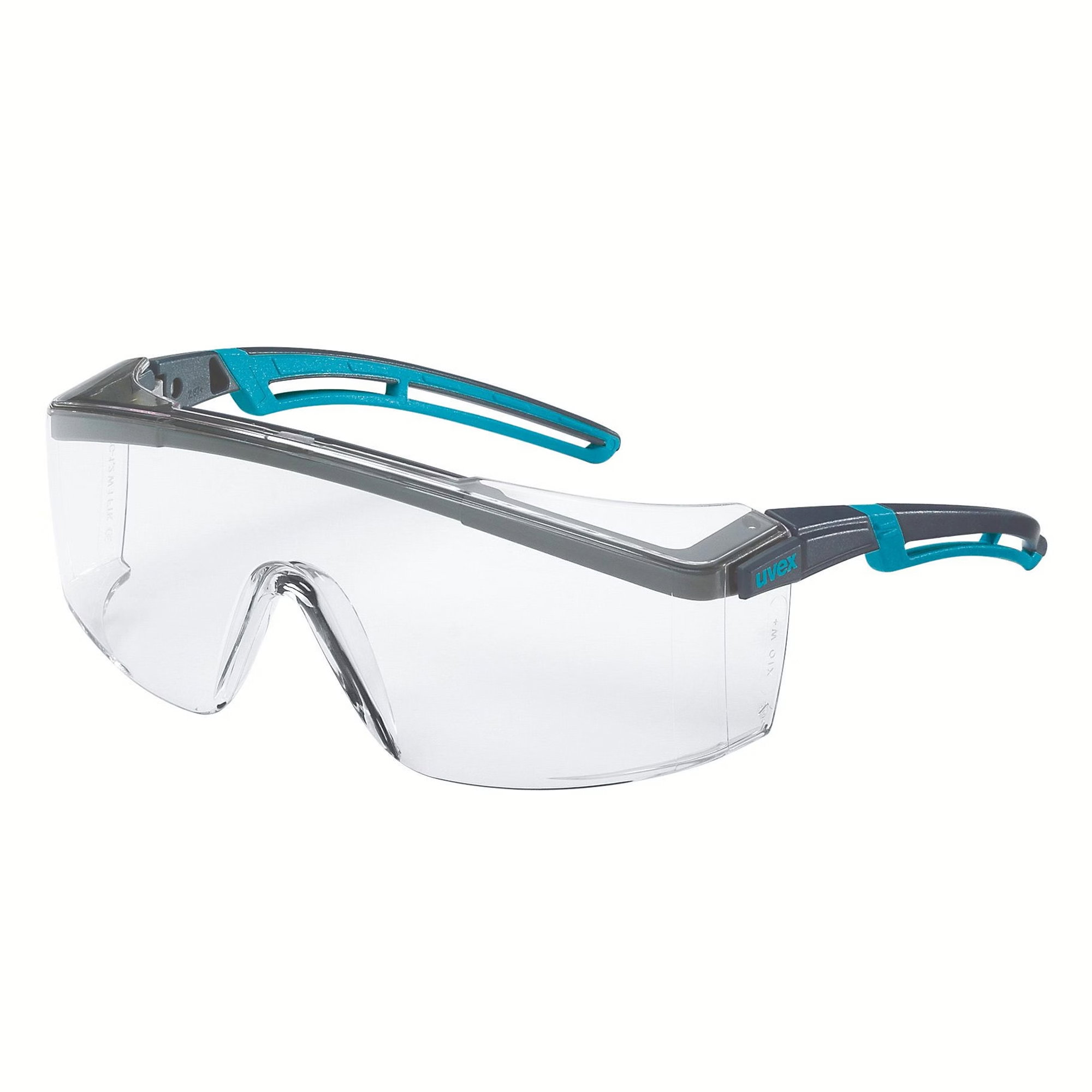 Schutzbrille, Vollsichtschutz, Gläser klar, Rahmenstabil, Farbakzent blau