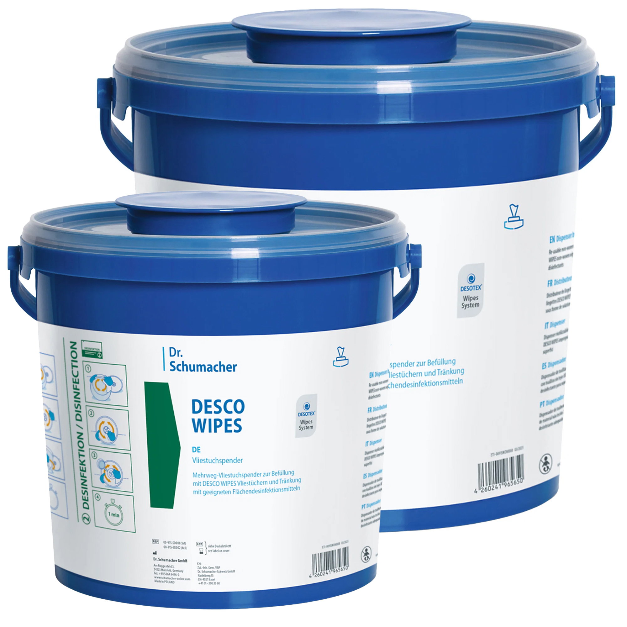 Vliestuchspender | leer | div. Grössen | Dr. Schumacher Desco Wipes Eimer