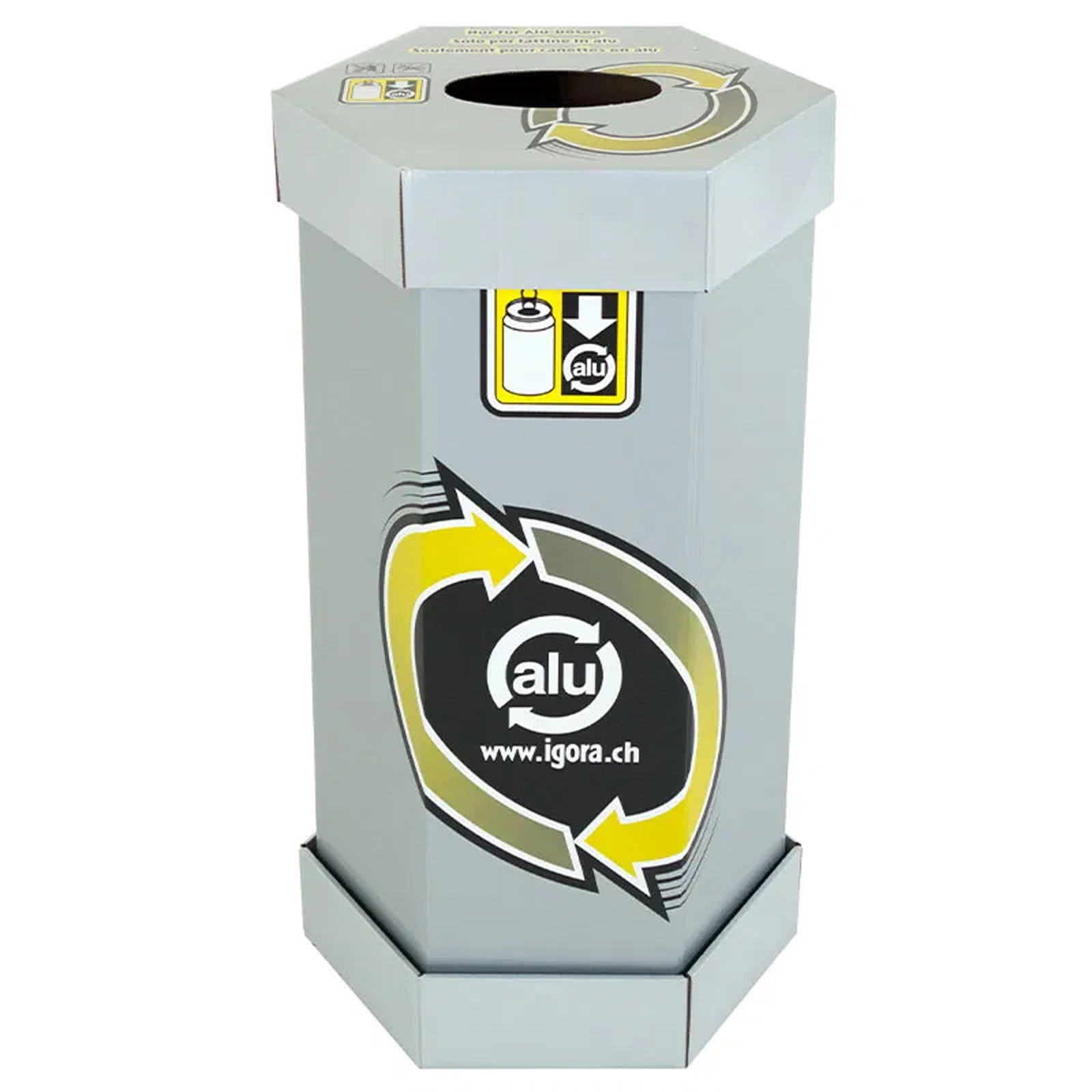 ALU collection container | made of cardboard | for 140 aluminum cans