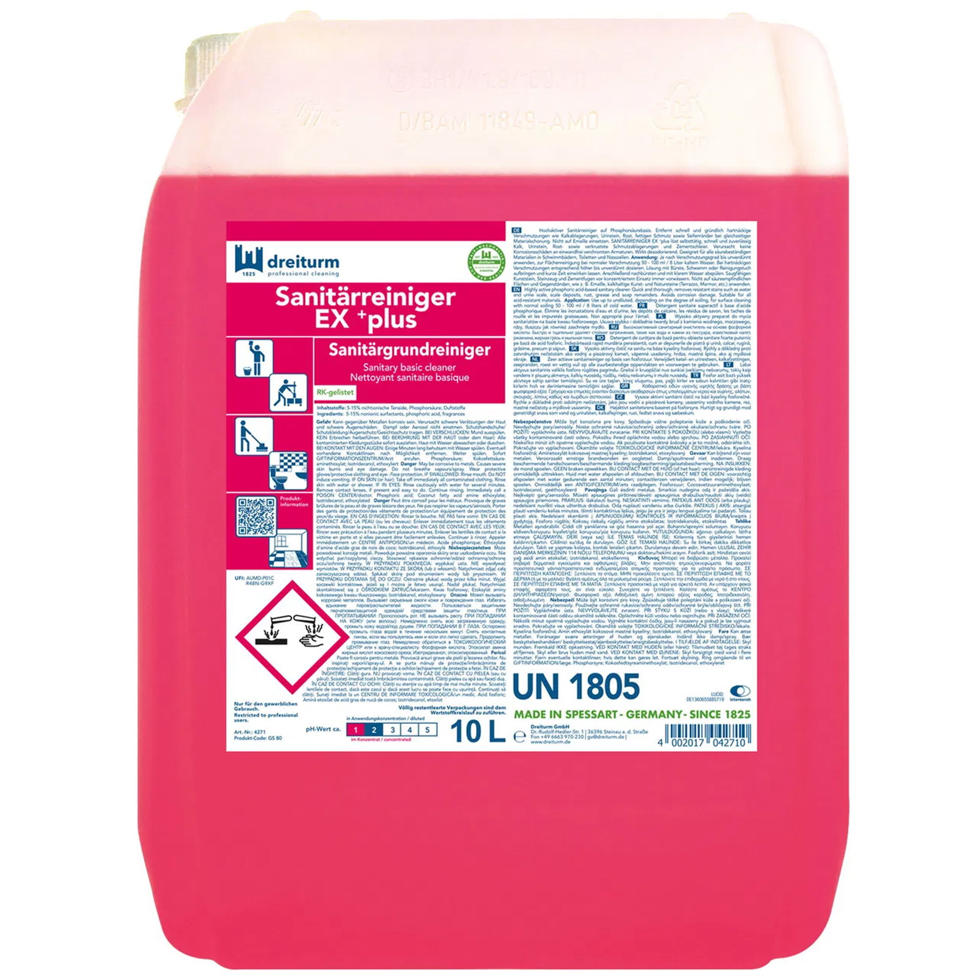 Sanitärgrundreiniger, dreiturm SANITÄRREINIGER EX +plus, 10 Liter Kanister