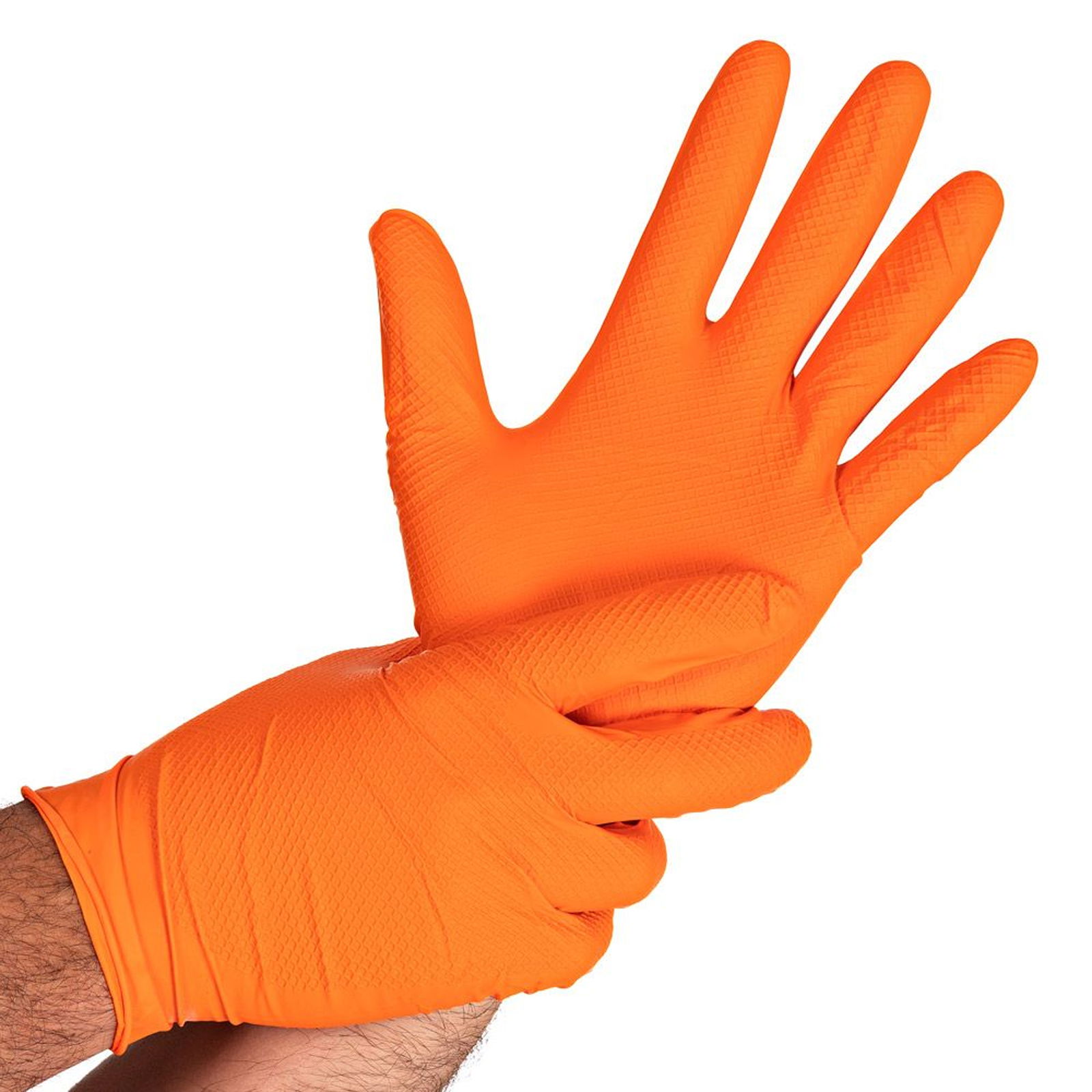 Nitrile gloves orange Power Grip powder-free