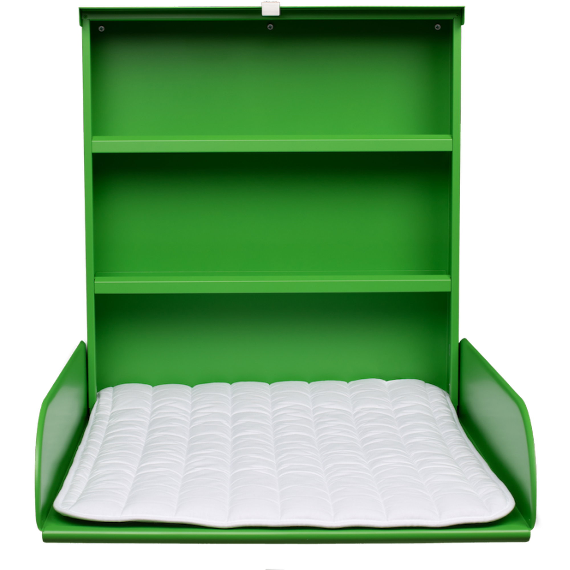 Kinderbett, Kleines Hochbett, Grün, Holzbettenkasten, Matratze