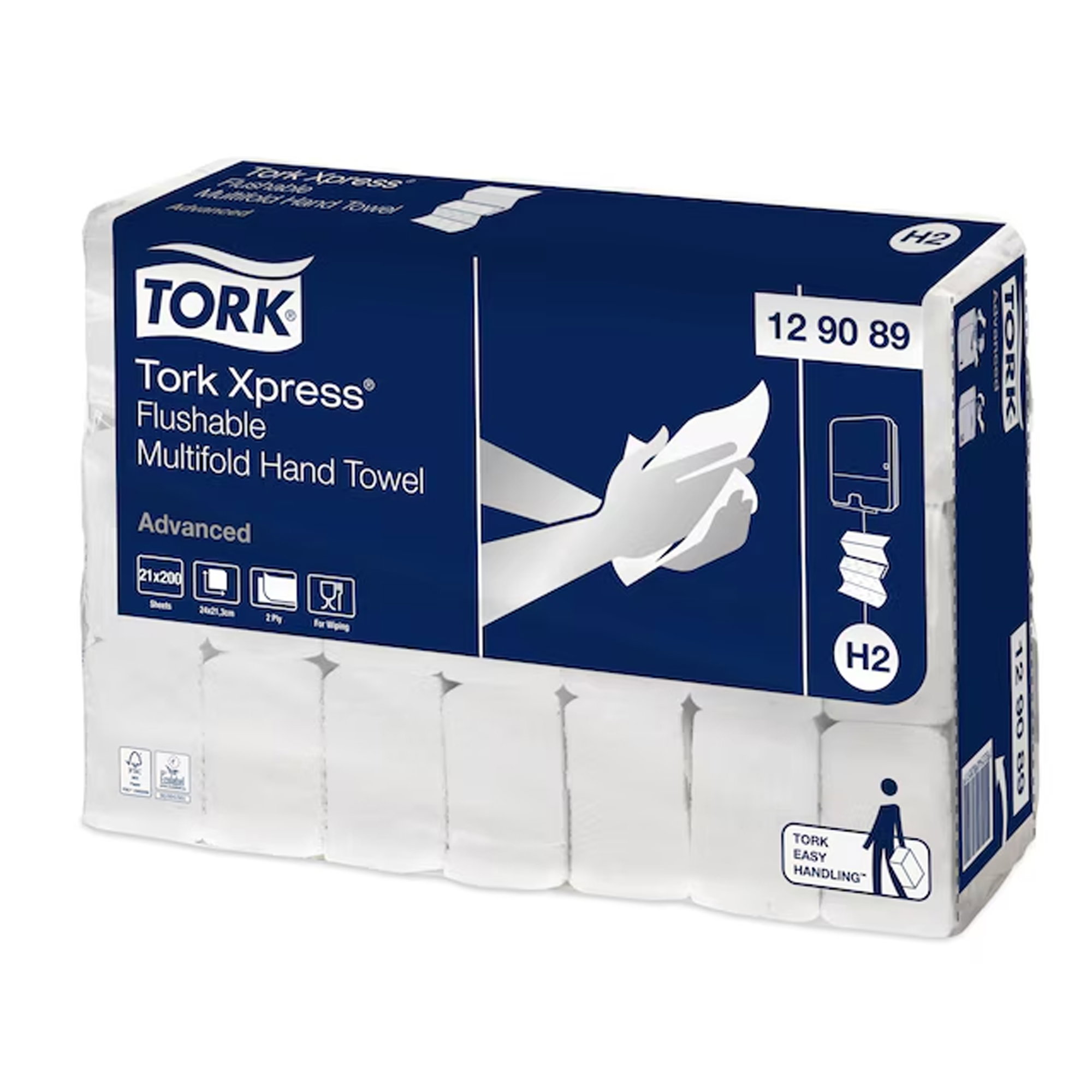 Essuie-mains en papier, pliage en Z | 2 couches | Pâte à papier | Tork 129089 H2