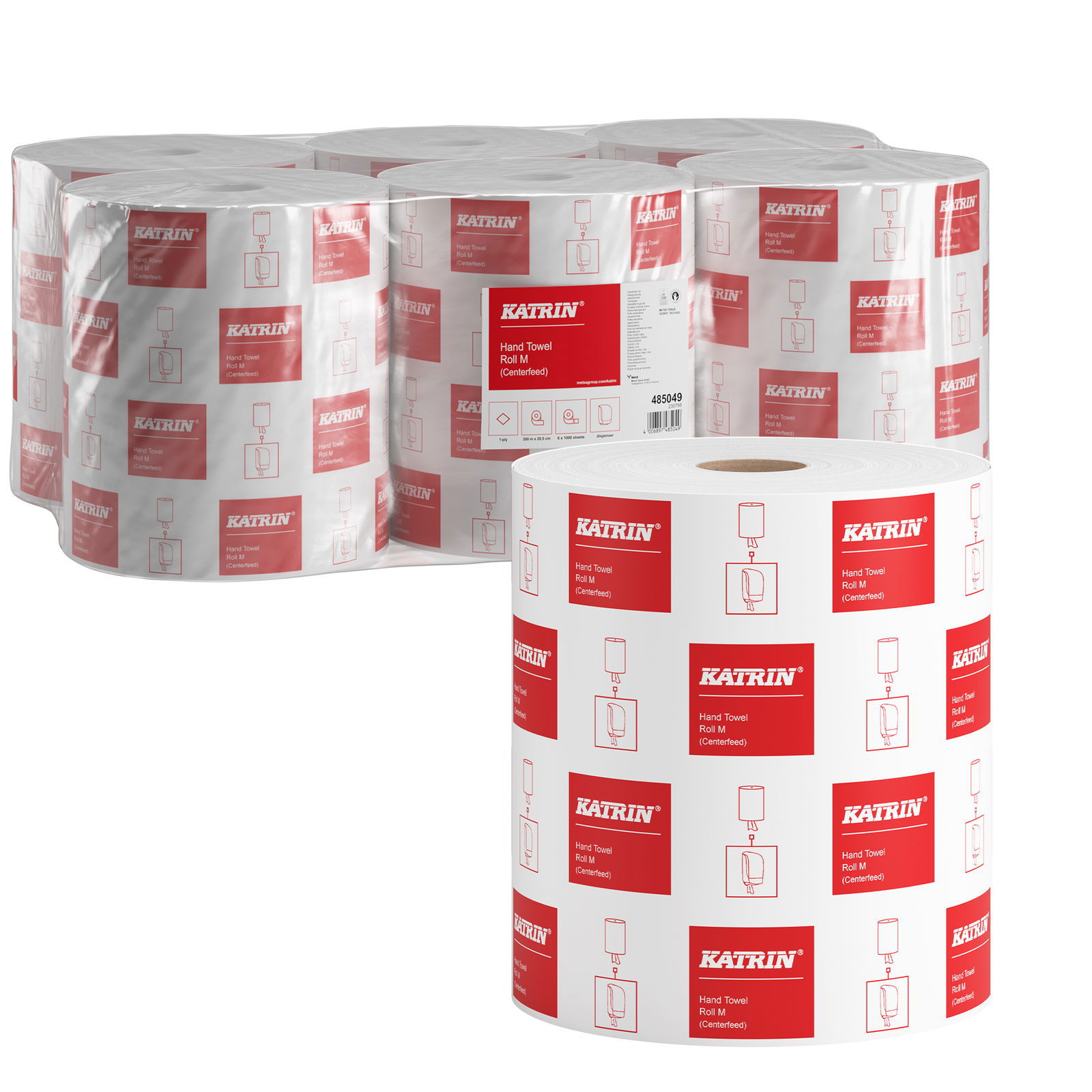 Rouleau multifonction essuie-mains à dévidage central KATRIN 485049 M 1000 feuilles 1 pli