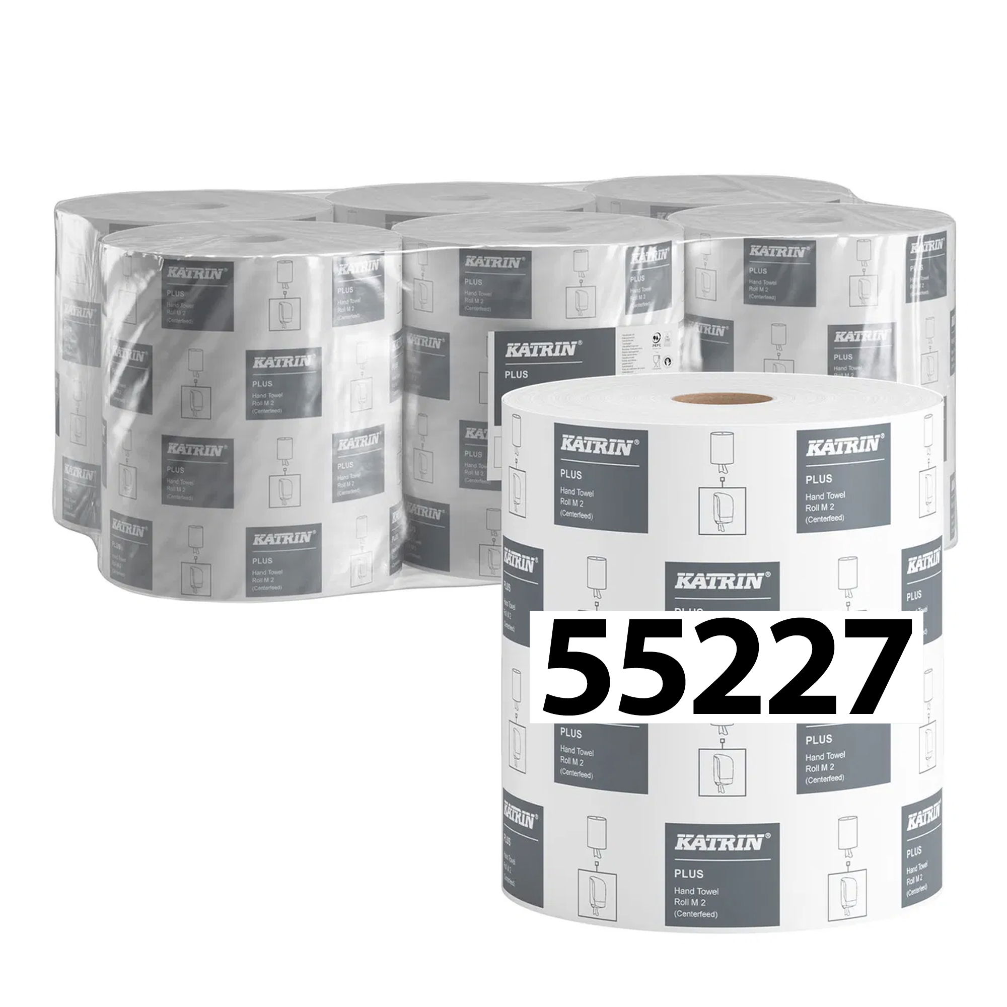 Papierhandtuchrollen | 180 m | 2-lagig | Zellstoff | Katrin Plus M2