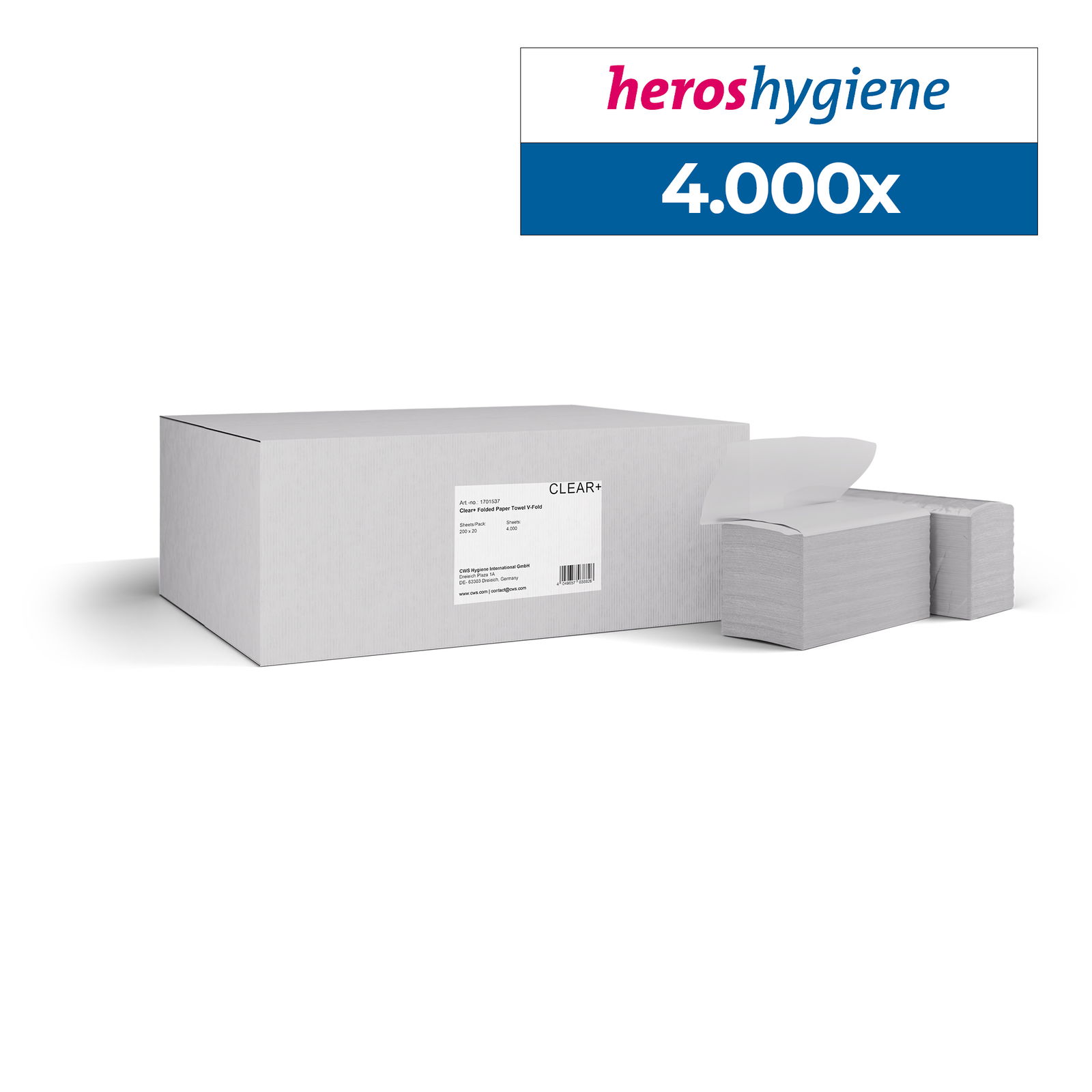 Clear+ Papierhandtücher 2-lagig V-Falz Zellstoff