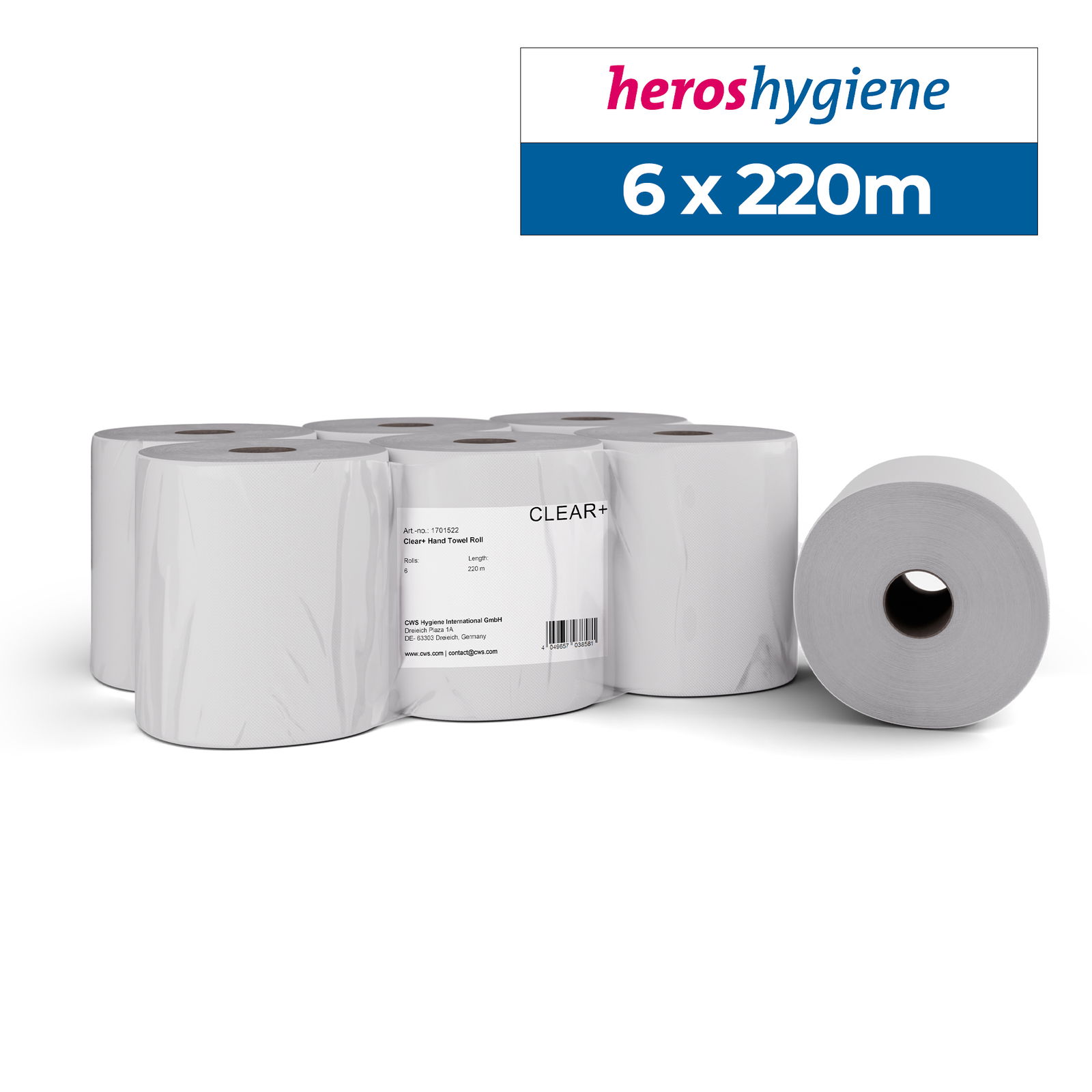 Clear+ 1701522 Papierhandtuchrollen 2-lagig 220m