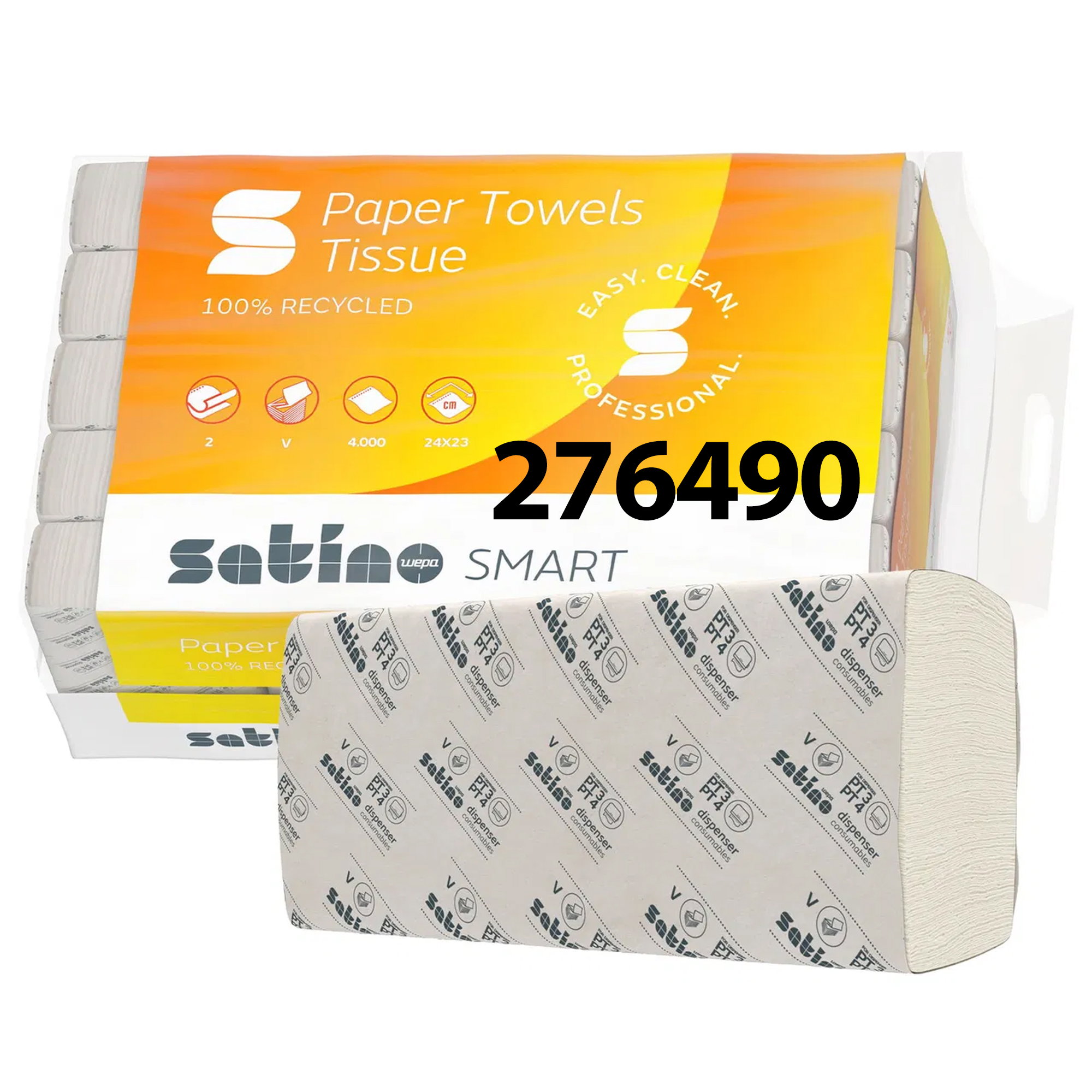 Asciugamani di carta con piega a V | 2 veli | riciclati | satino Smart