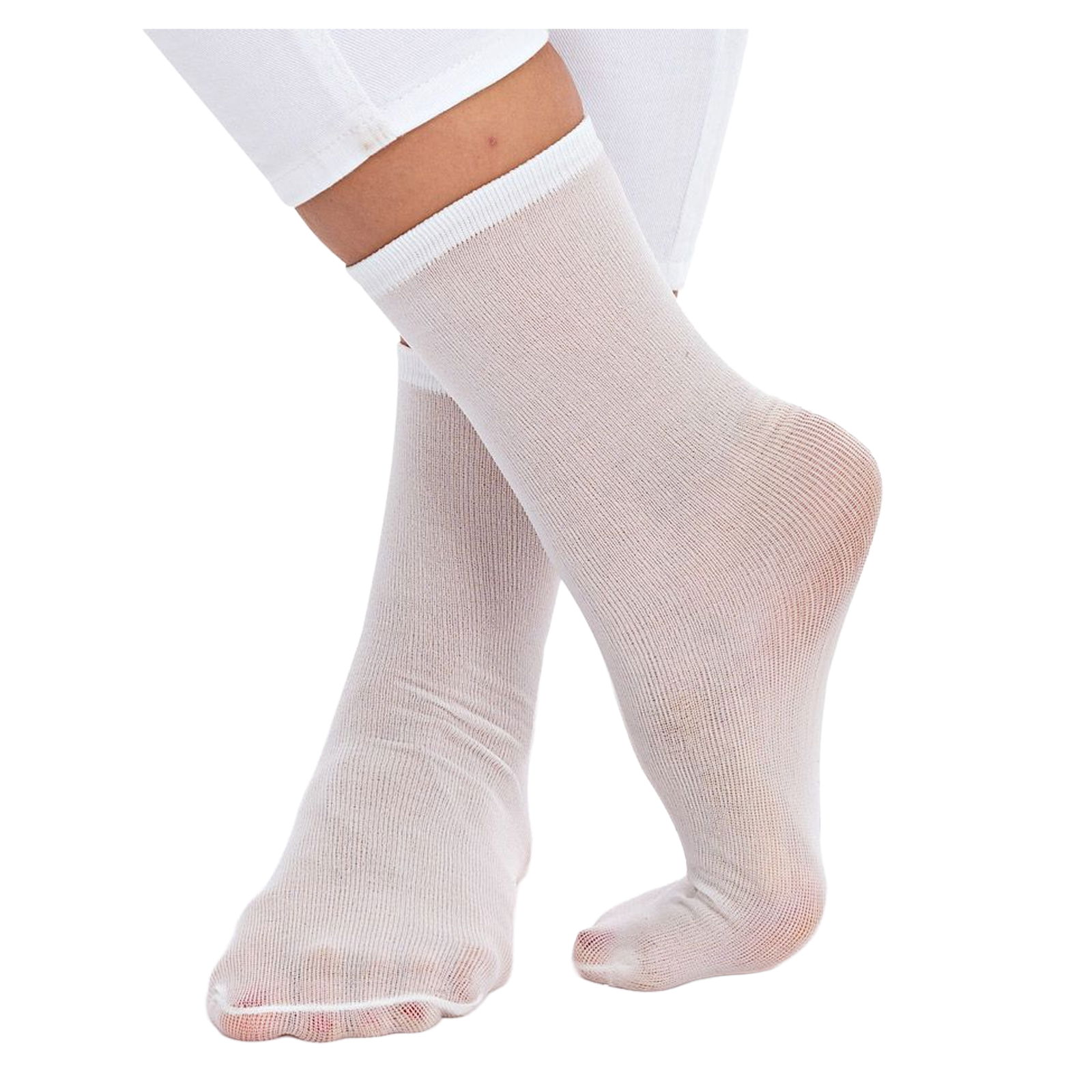 Disposable socks white made of polycotton