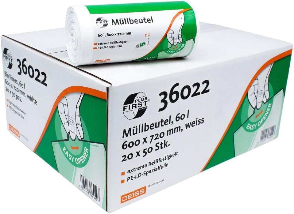 DEISS FIRST PLUS ® - Müllbeutel aus LDPE 60 Liter