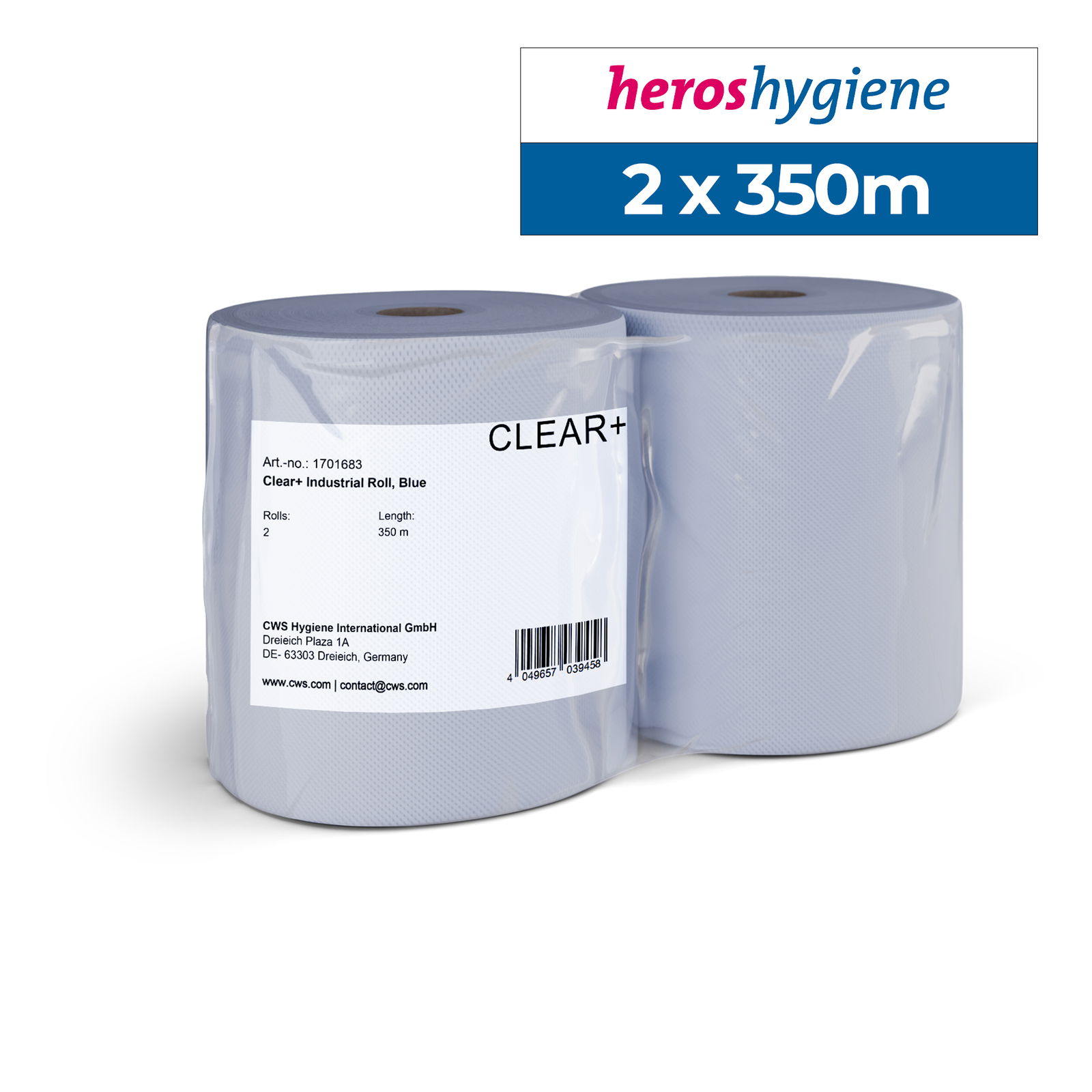Clear+ 1701682 Industrierolle 2-lagig blau 350m