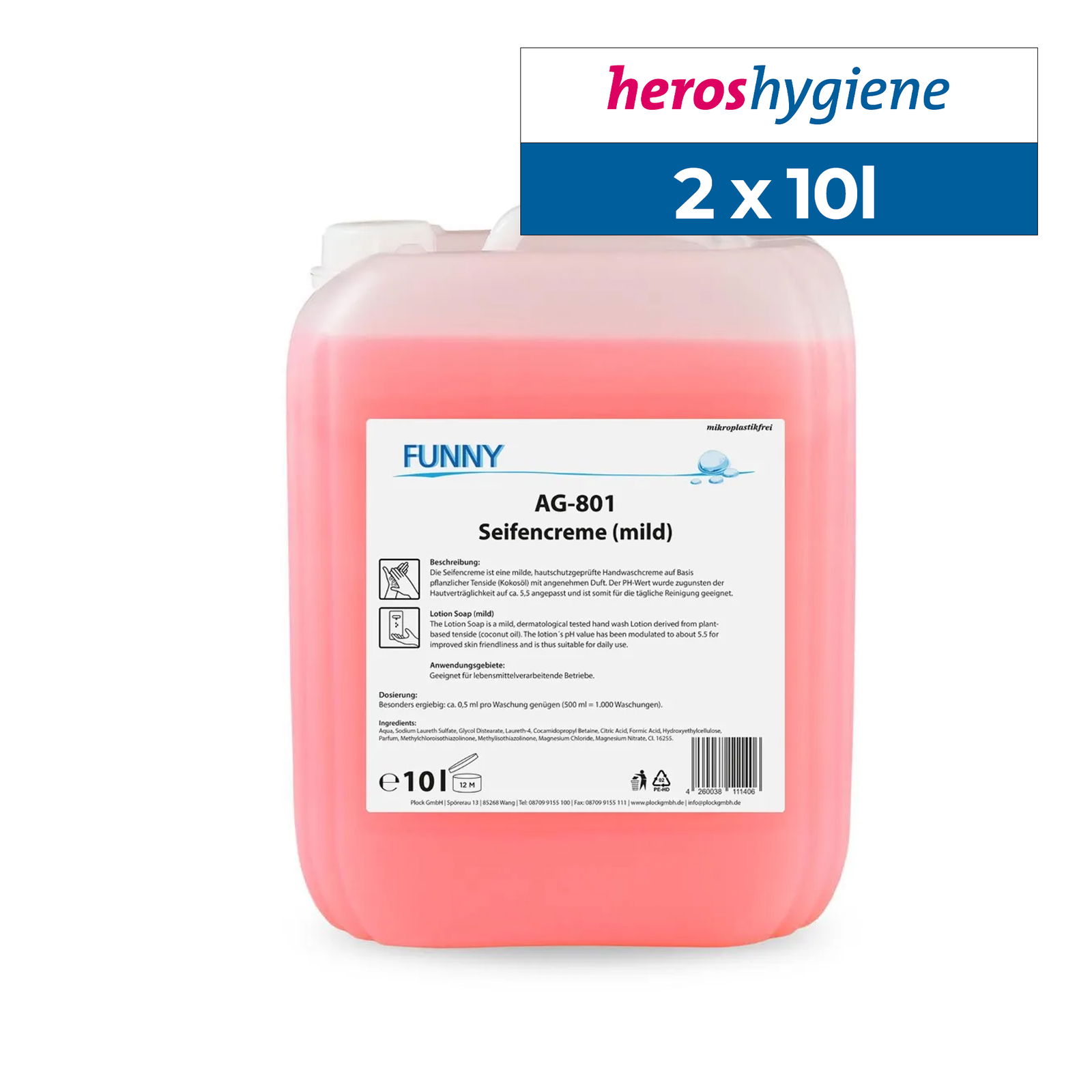 Seife Funny AG-801 rosa mild Kanister 2 x 10l