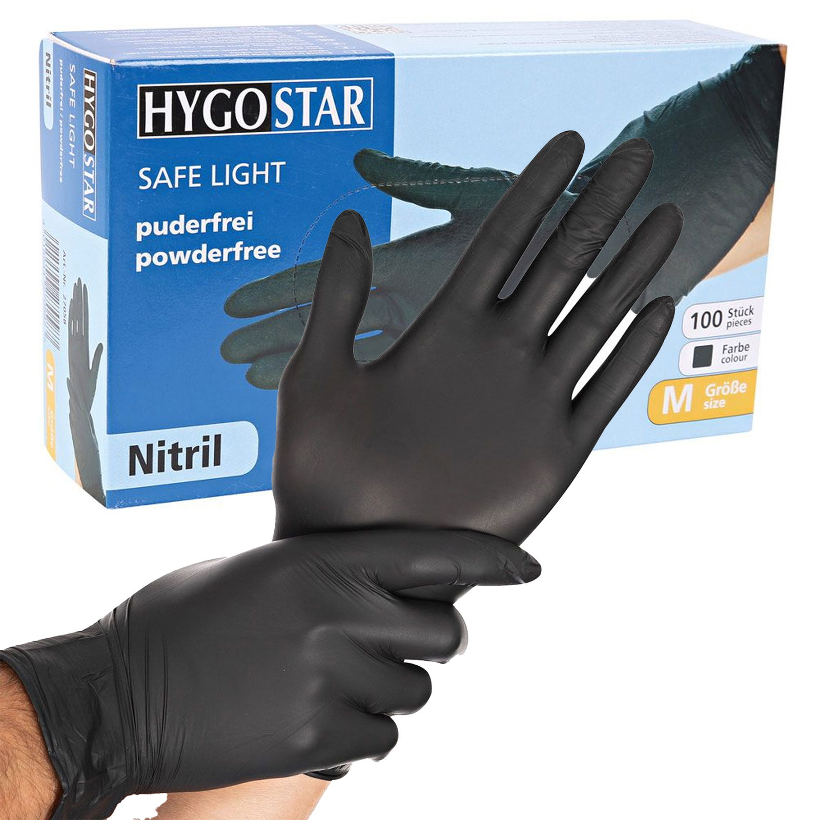 Nitrile disposable gloves black powder-free