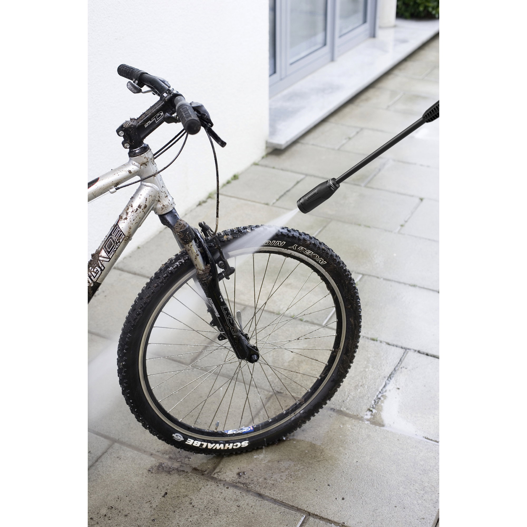 Mountainbike, Fahrrad, Vordergabel, matschig, breiter Reifen