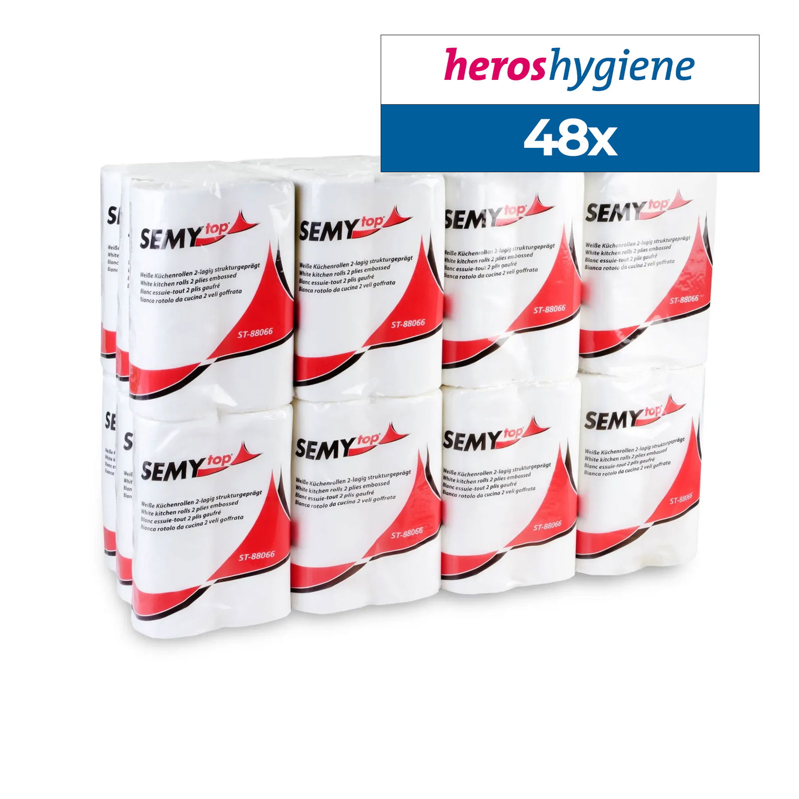 SemyTop ST-88066 Küchenrolle 2-lagig Zellstoff weiss 48 Rollen