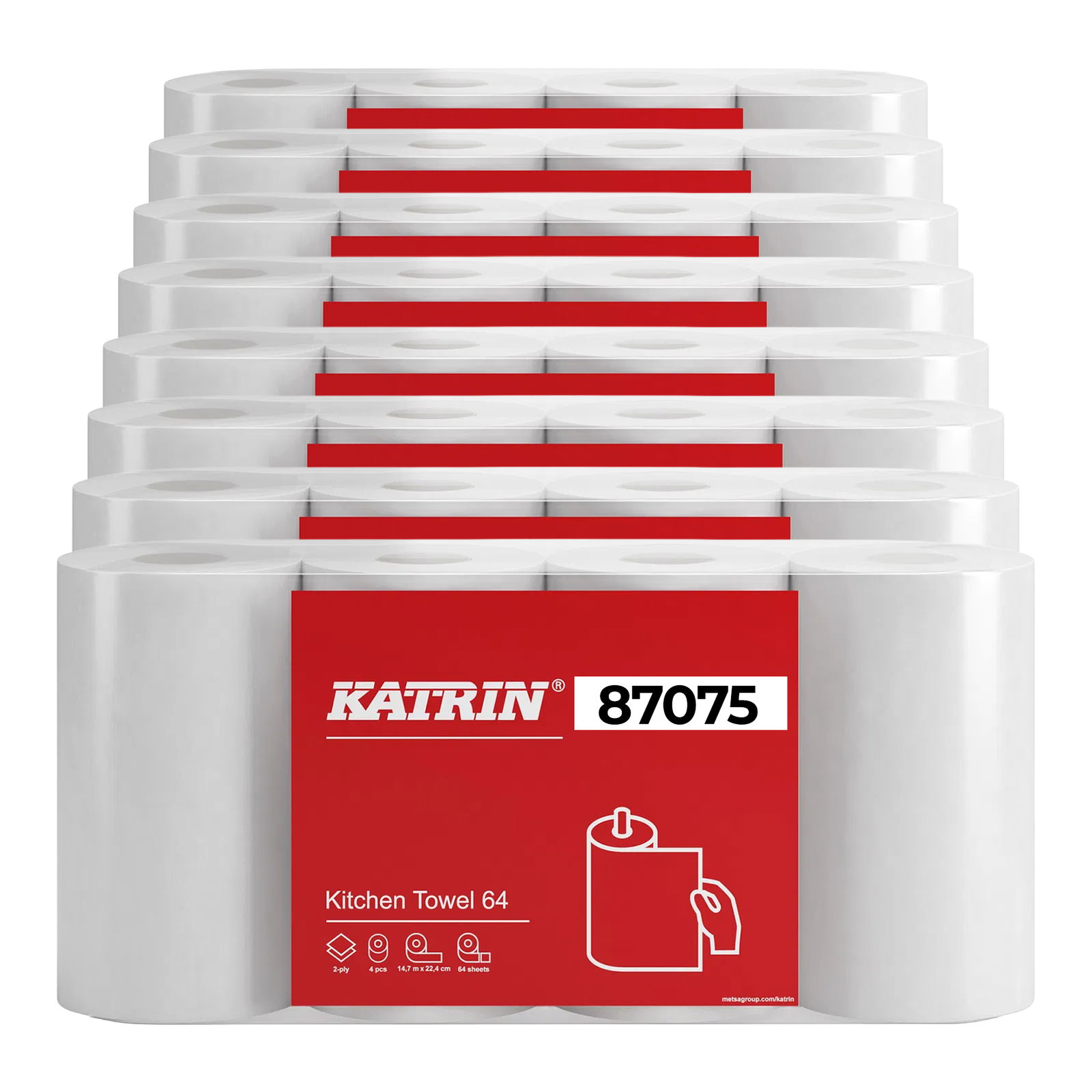 Rouleaux d’essuie-tout 2 plis cellulose 64 feuilles KATRIN 87075