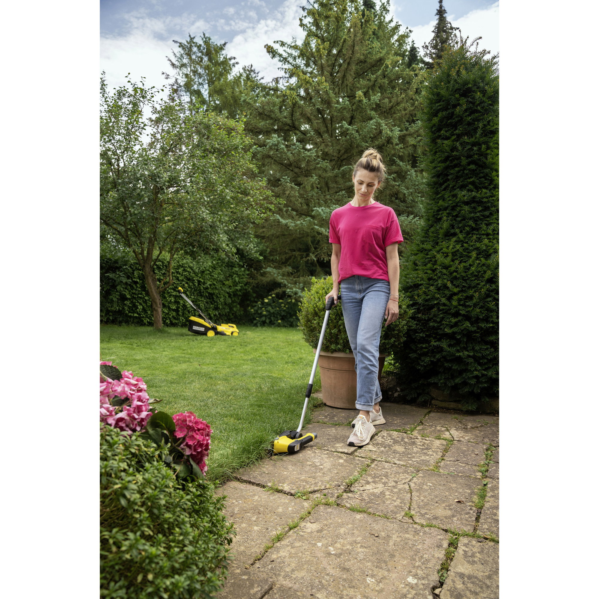 Gras, Rasenmäher, Garten, Kurzarmshirt, Jeans