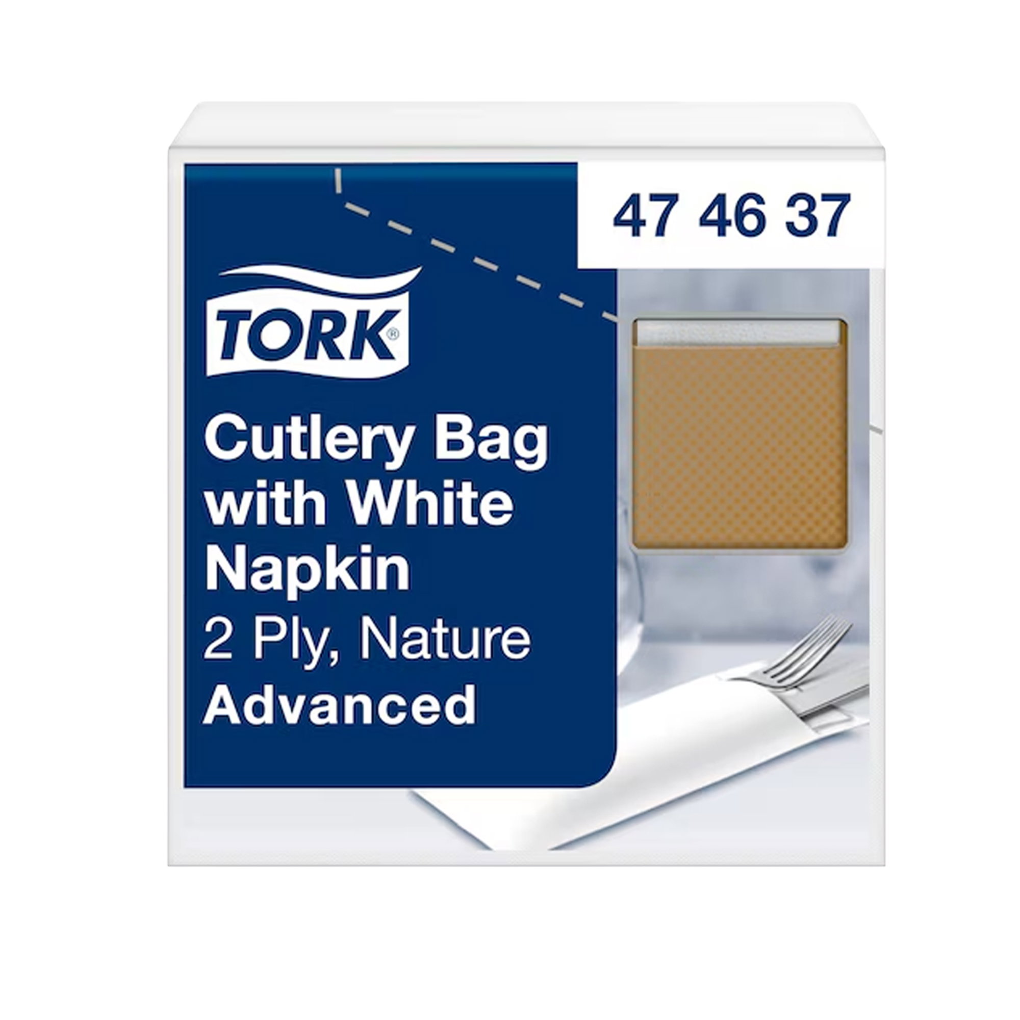 Sachets en papier pour couverts avec serviette | 19,5 x 6 cm | Tork 474637 Advanced