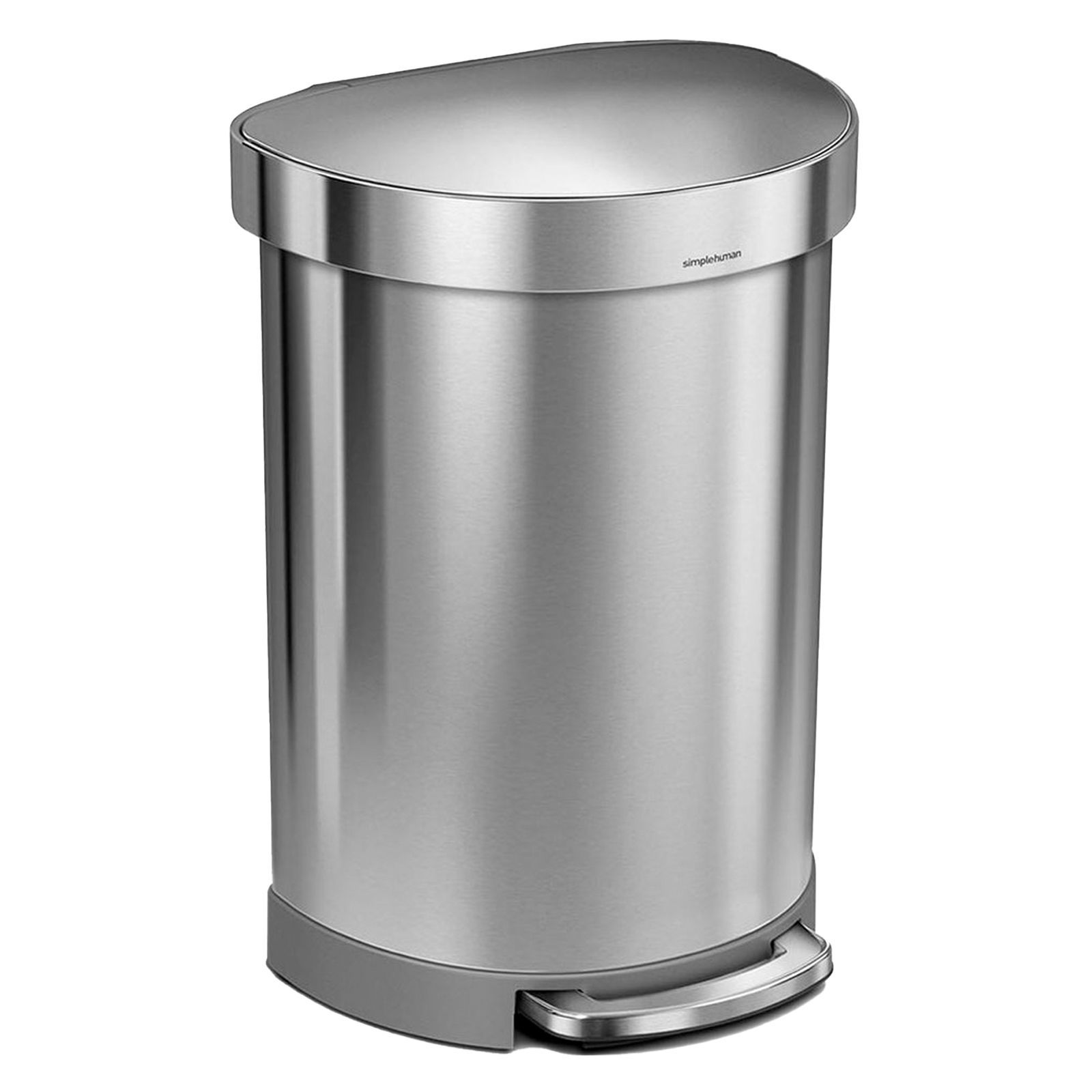 Semicircular waste garbage can with lid 60 liters stainless steel simplehuman