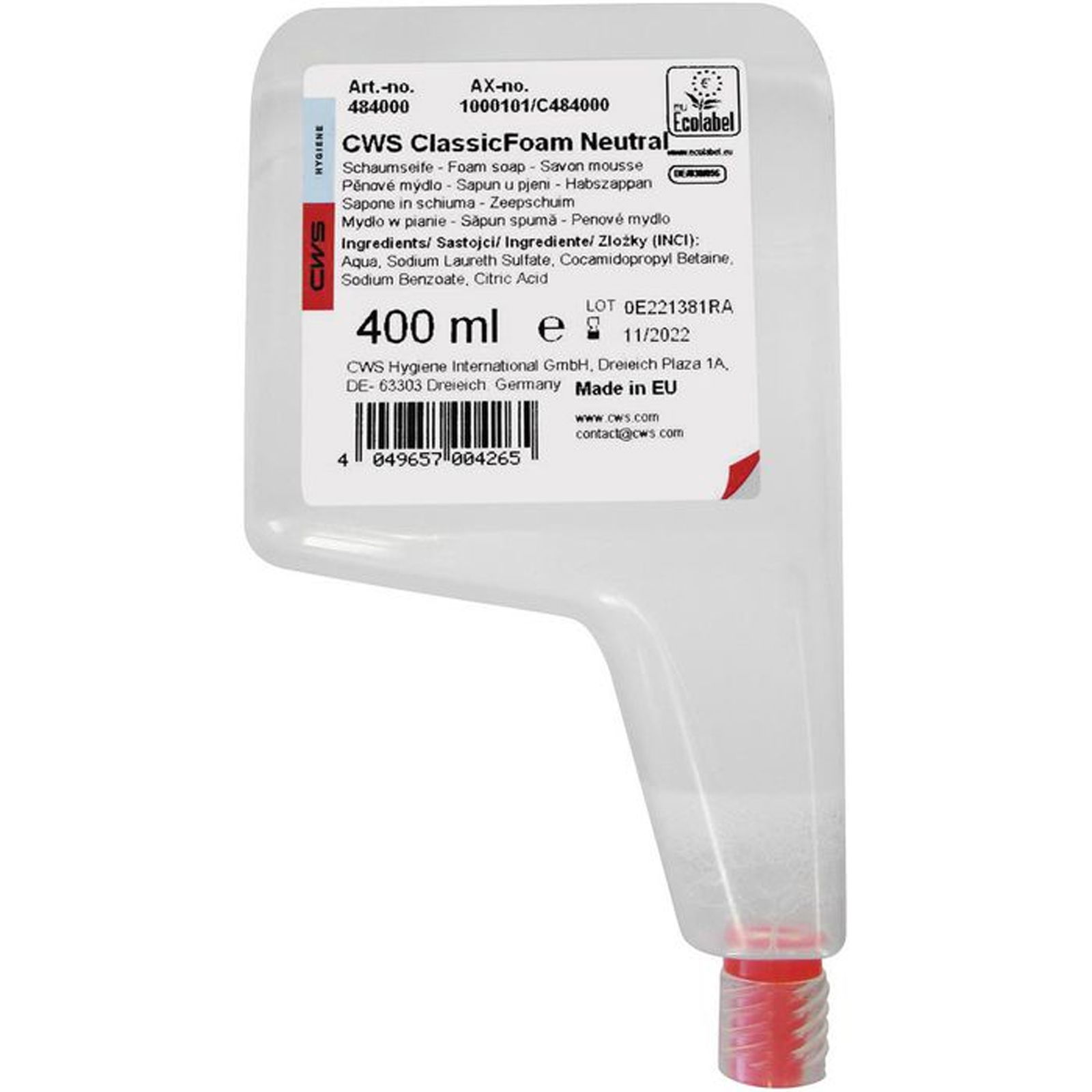 CWS 1000101 Concentré de savon mousse Classic Neutral 400 ml