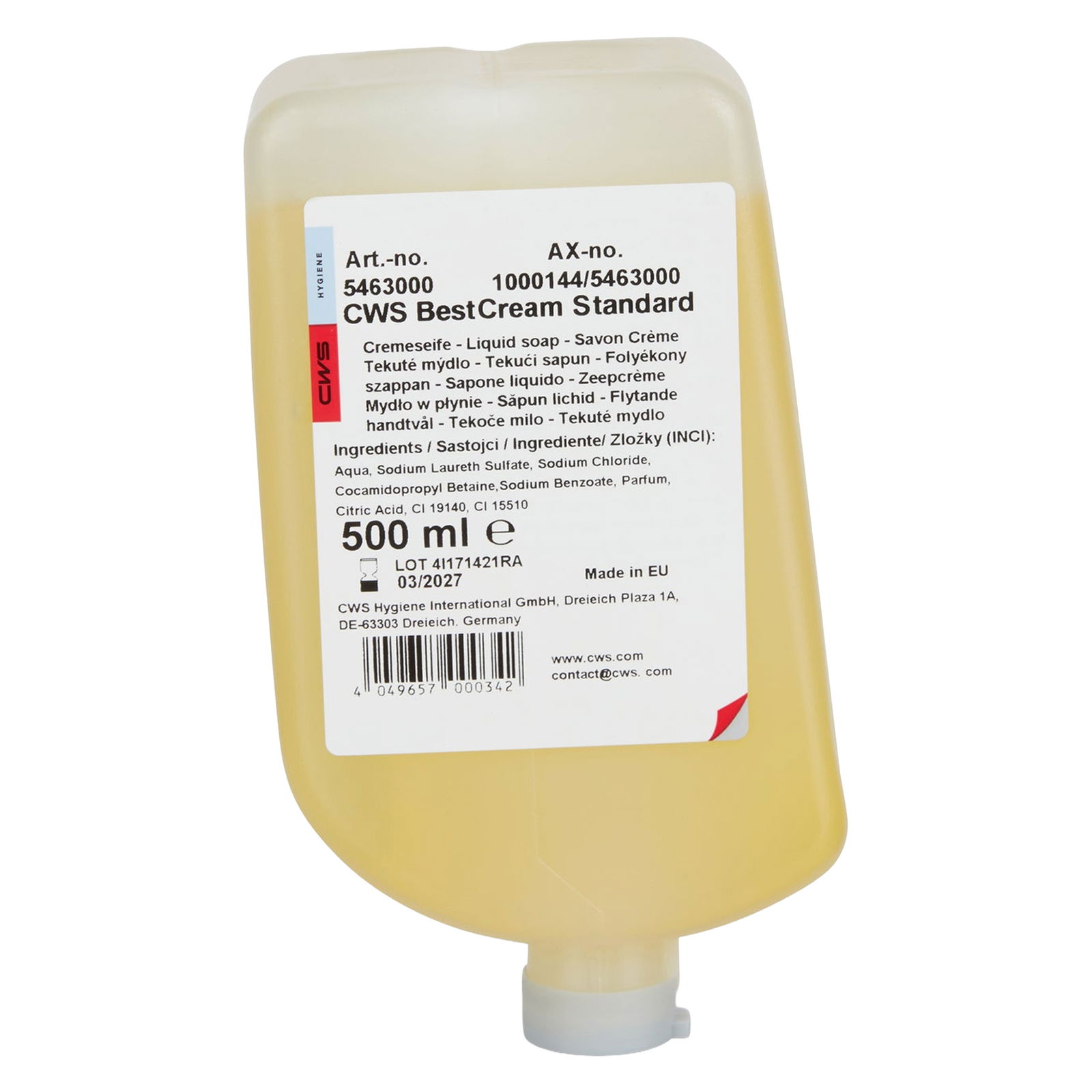 Savon liquide CWS BestCream Standard 500 ml