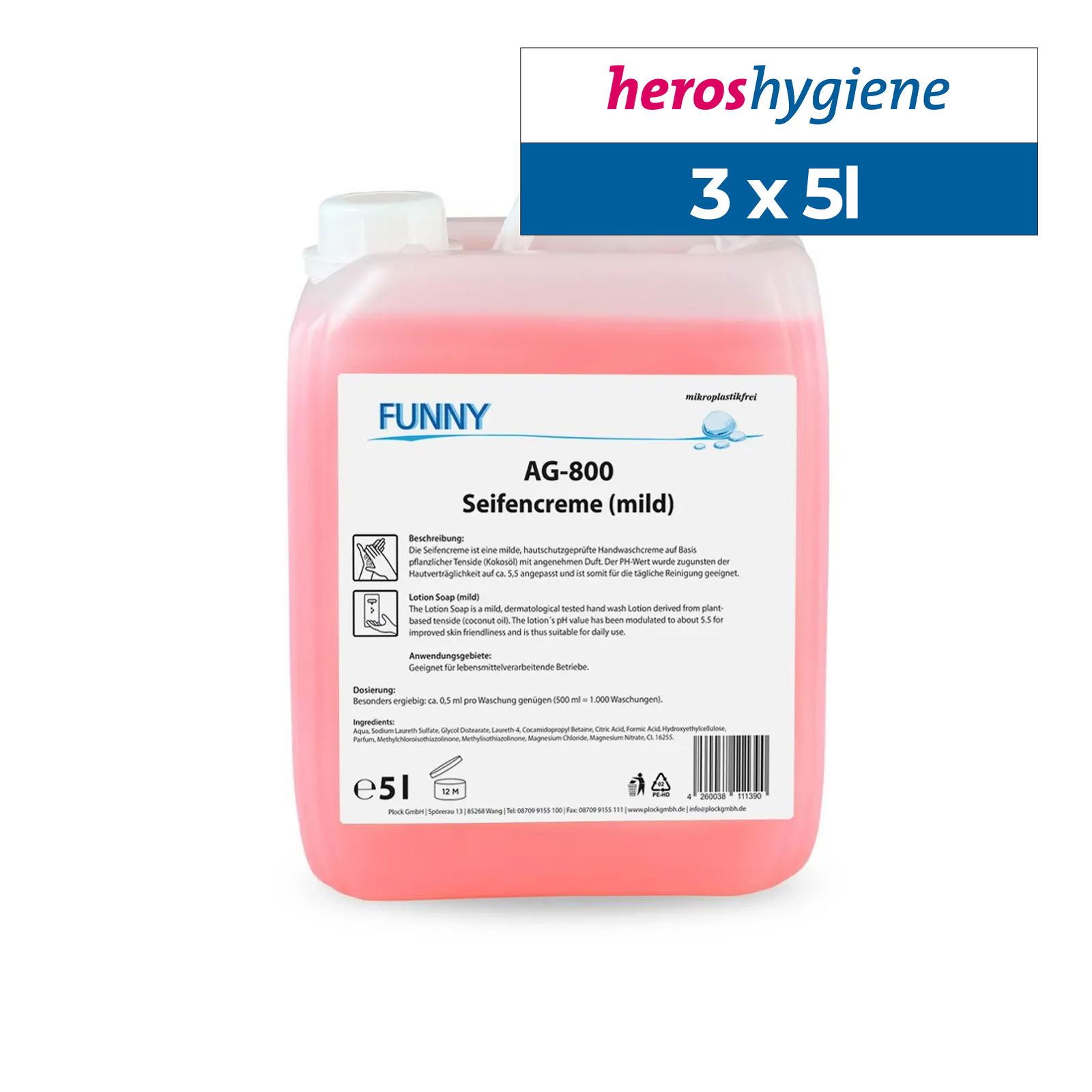 Seife Funny AG-800 rosa mild Kanister 3 x 5l