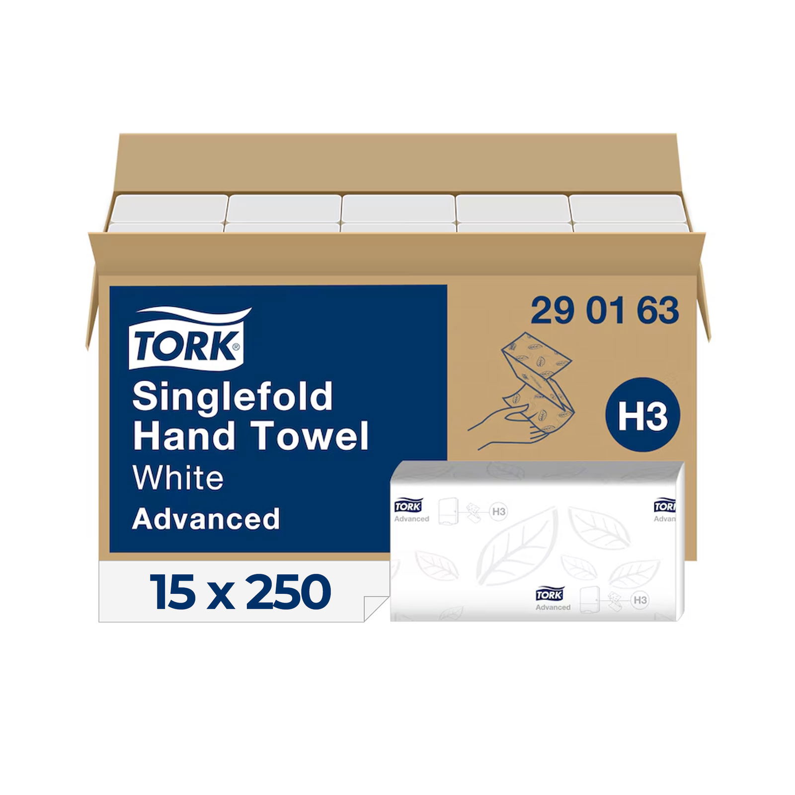 Tork 290163 Papierhandtücher Advanced H3 2-lagig V-Falz weiss Übersicht