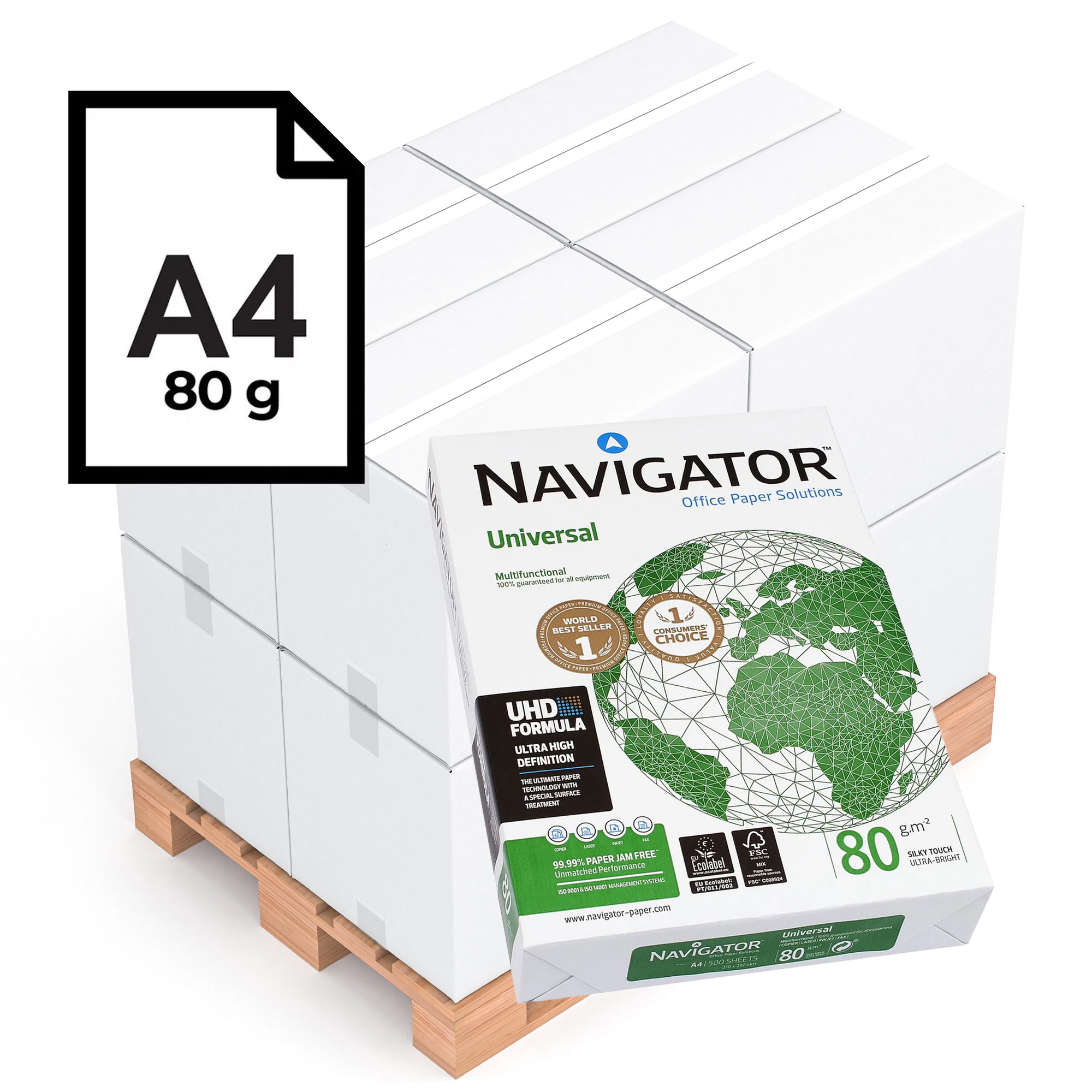 Kopierpapier Navigator Universal | A4 | 80 g | viertel Palette