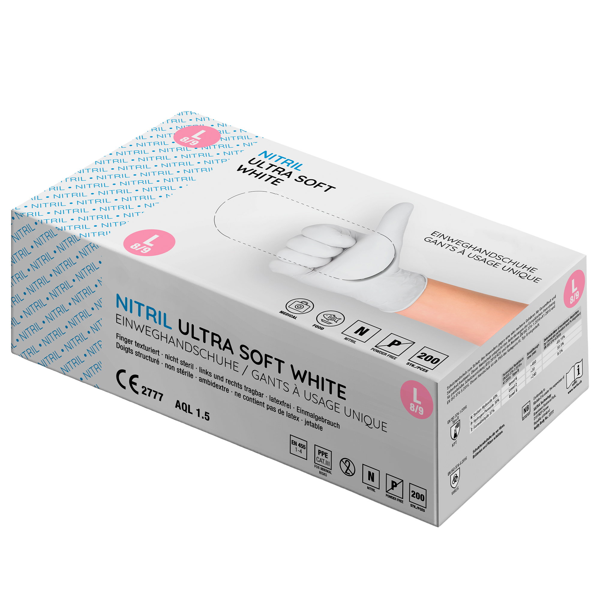 Nitril, Schutzhandschuhe, Einweg, White, Größe L